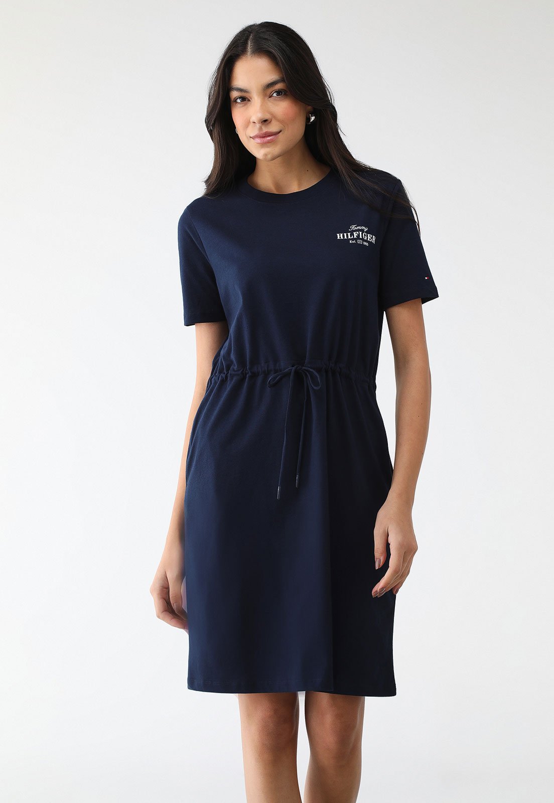 Vestido Tommy Hilfiger Curto Logo Azul-Marinho