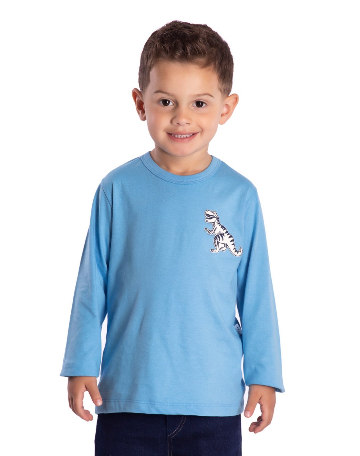 Infantil - Camiseta manga longa azul T-Rex