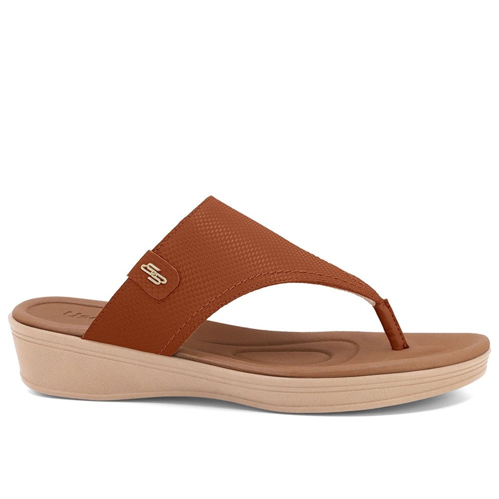 Chinelo Feminino Usaflex Anatômico Confortavel Doce de Leite