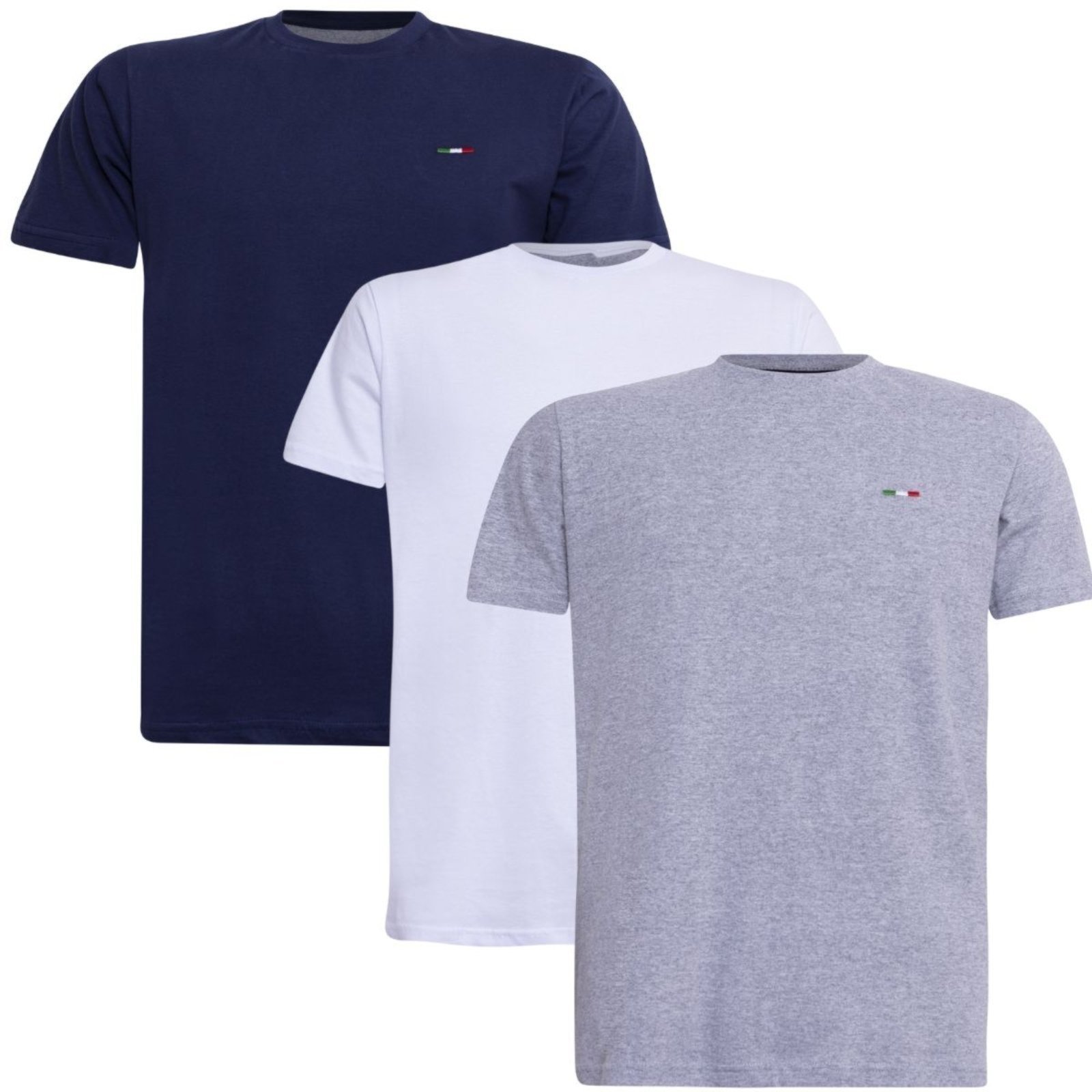 Kit 3 peças Camiseta Industrie Básica Bordada Itália Tommi Algodão Premium Masculina