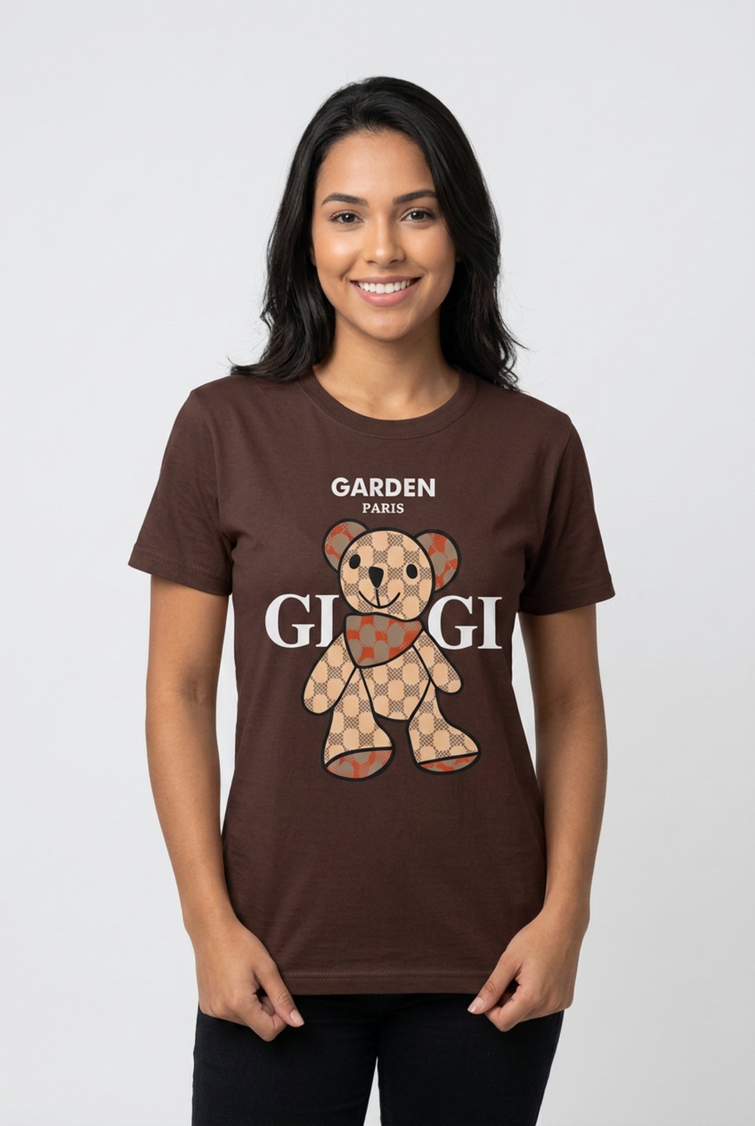 T-shirt Feminina D Bell Outlet Ursinho Marrom