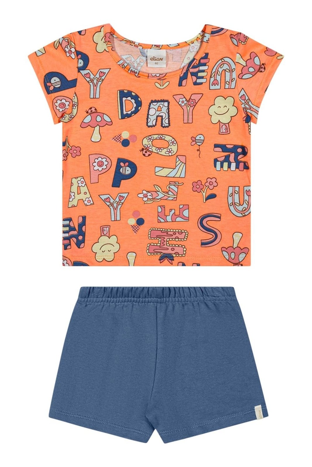 Infantil - Conjunto Curto Menina Lúdico Elian Laranja