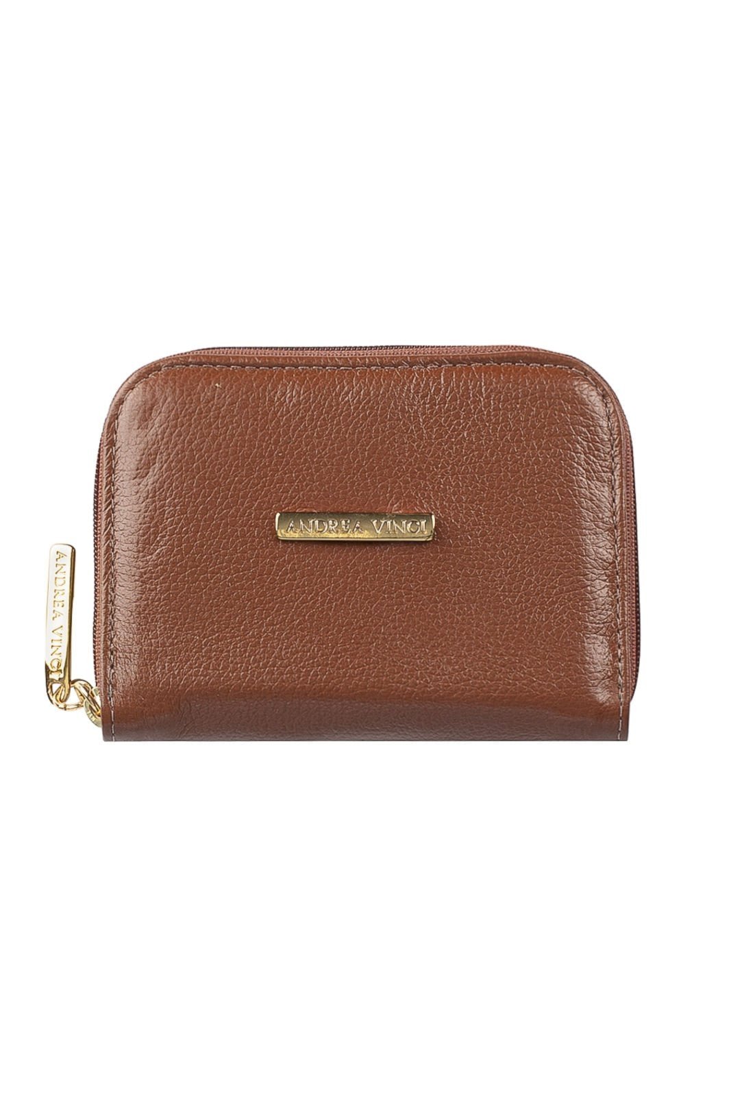 Carteira feminina de couro liso Kiara 10×13,5cm – Whisky