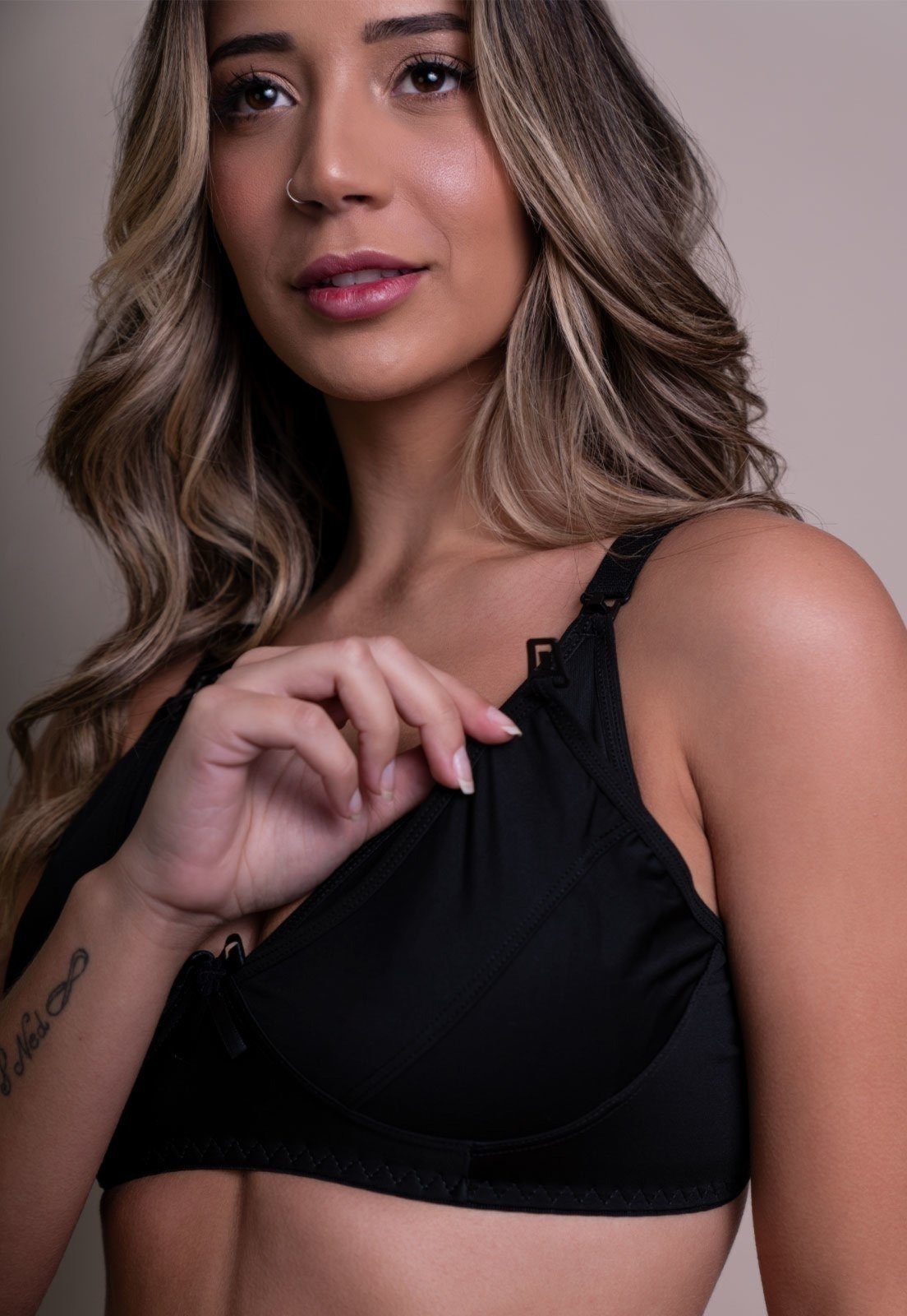 Soutien Feminino Serra e Mar Modas Reforçado de Amamentação Preto
