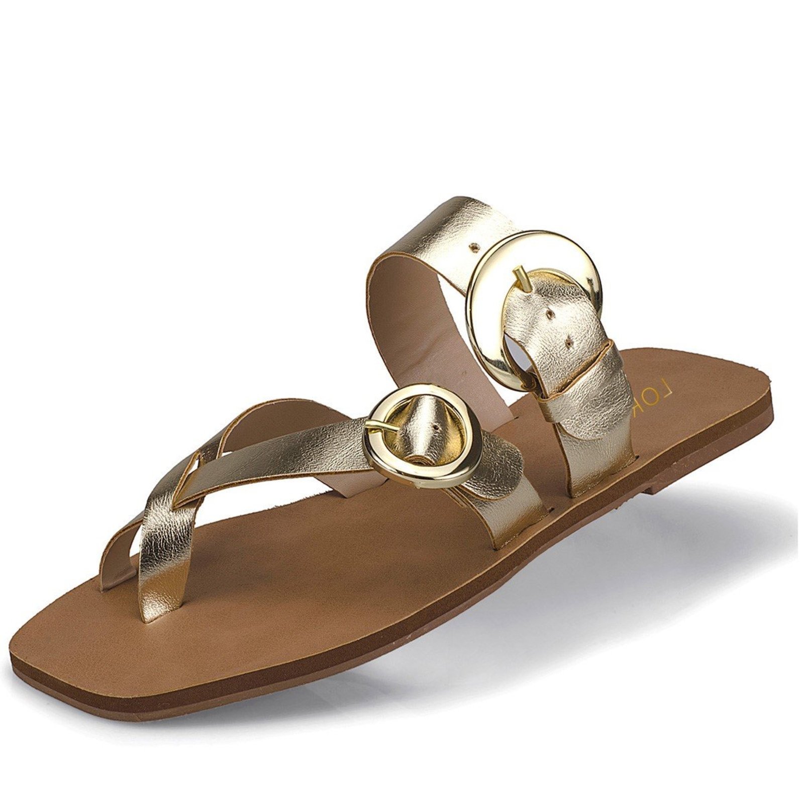 Rasteira Feminina Slide Com Fivelas Metalizadas 343 OURO