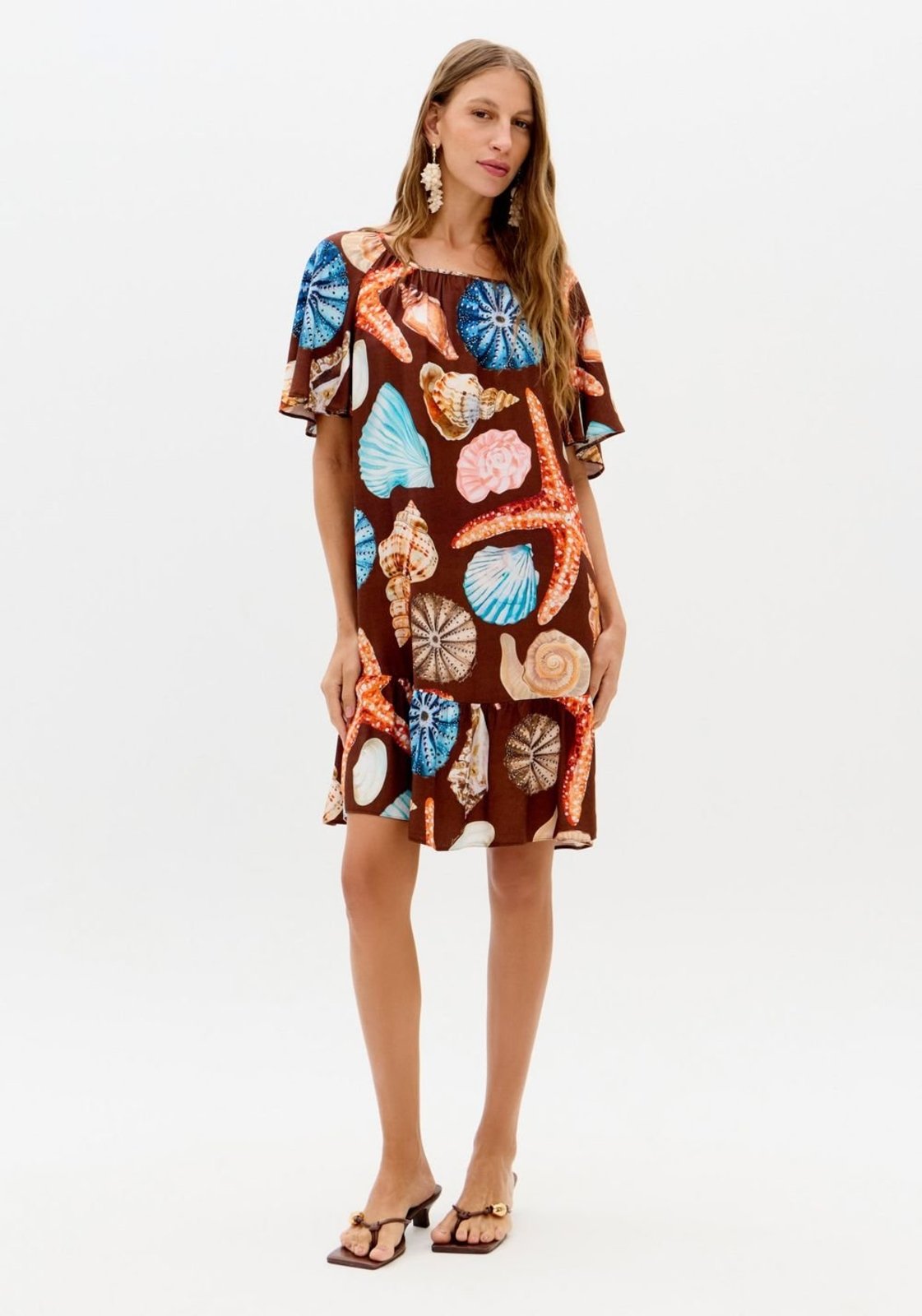 Vestido Curto Estampado Babado Barra Lança Perfume