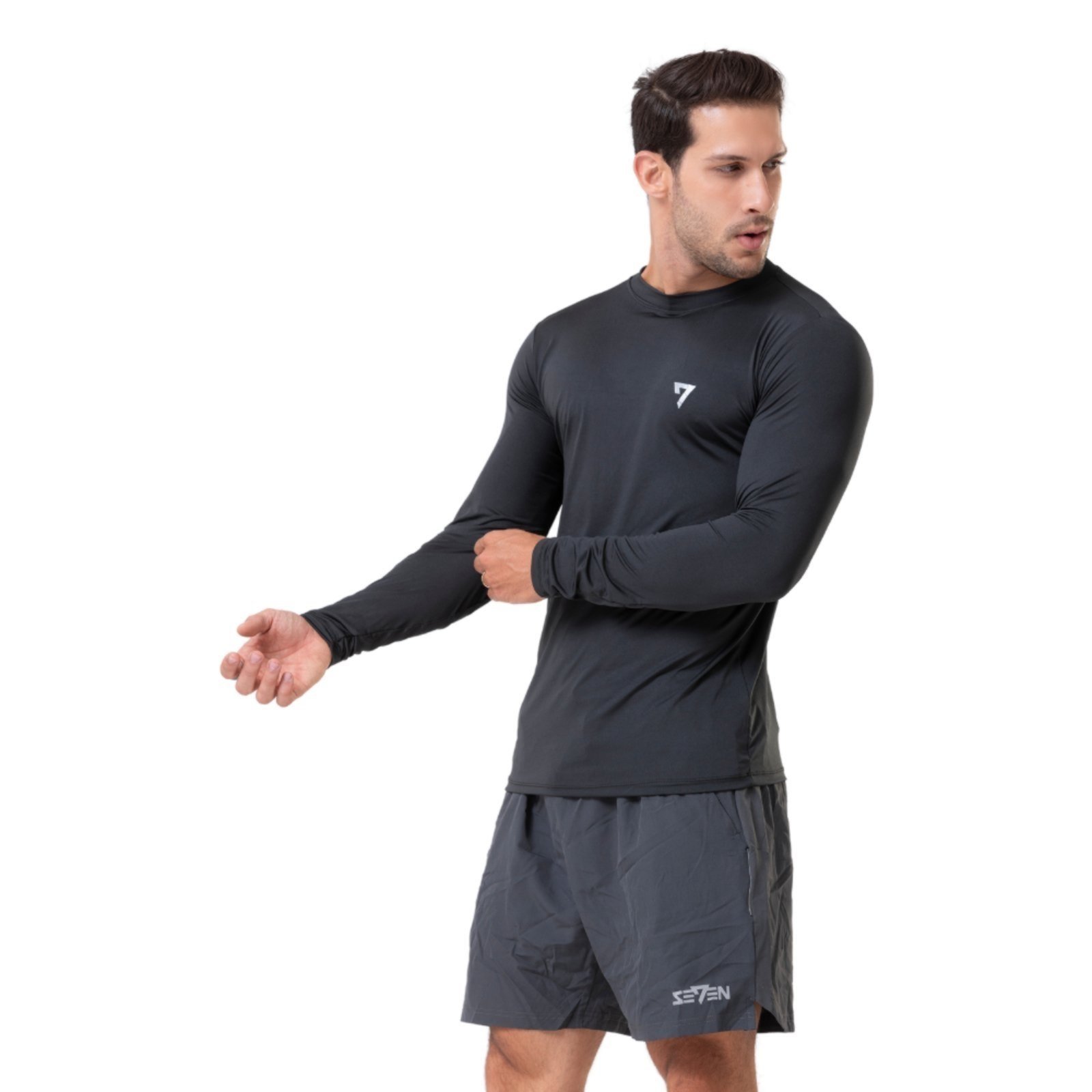 Vista 3 Camisa Termica Maculina Protecao Uv50 Seven Line Preta preto SEVEN LINE preto