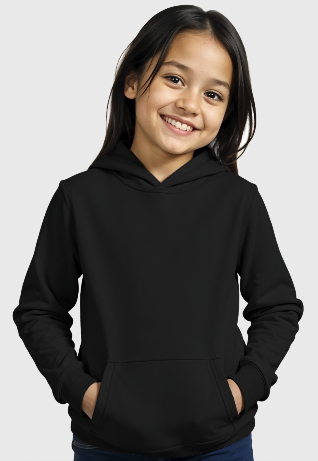 Vista 3 Infantil - Moletom Canguru Menina com Capuz Benellys preto Benellys preto