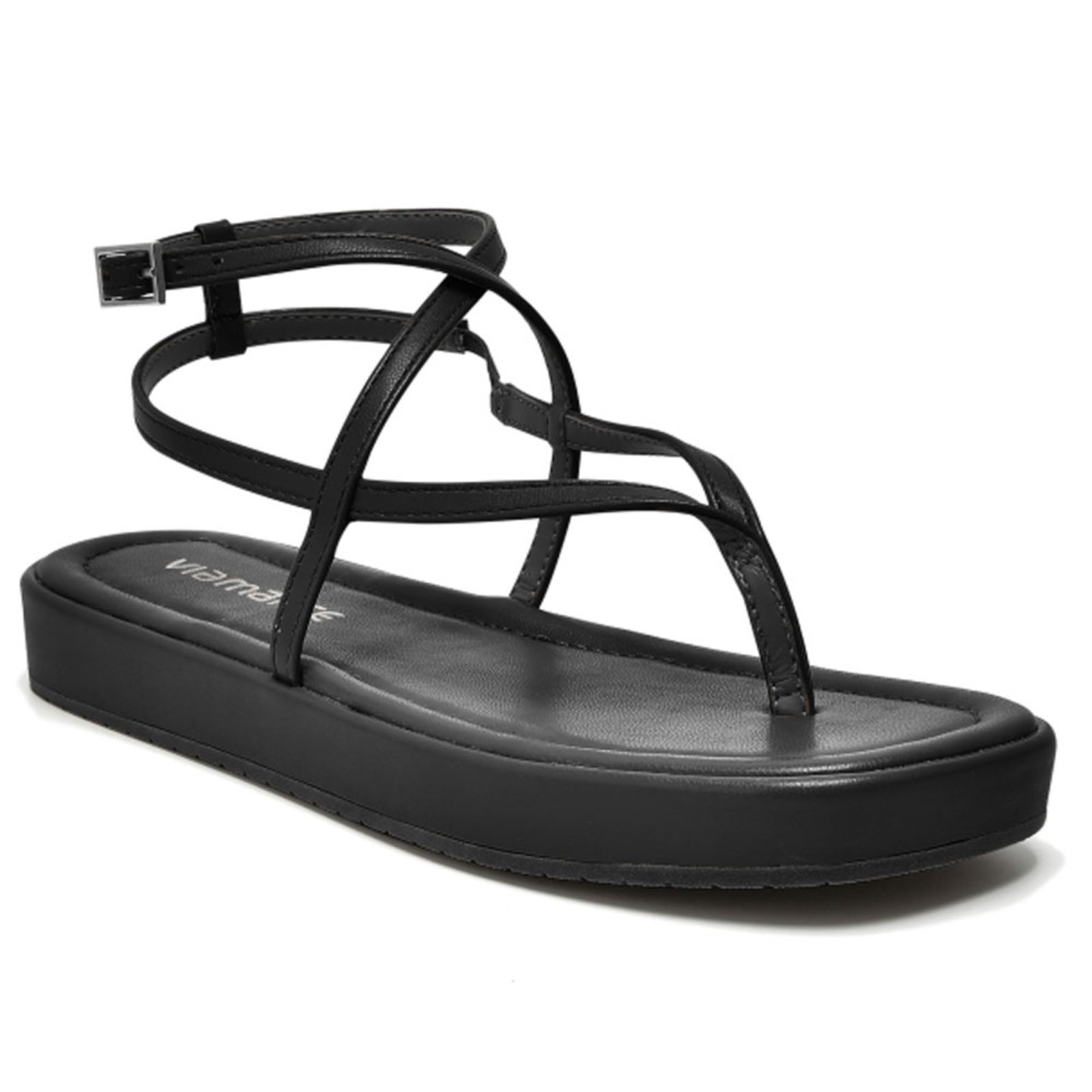 Sandália Feminina Flatform Preto Via Marte 109-008-01