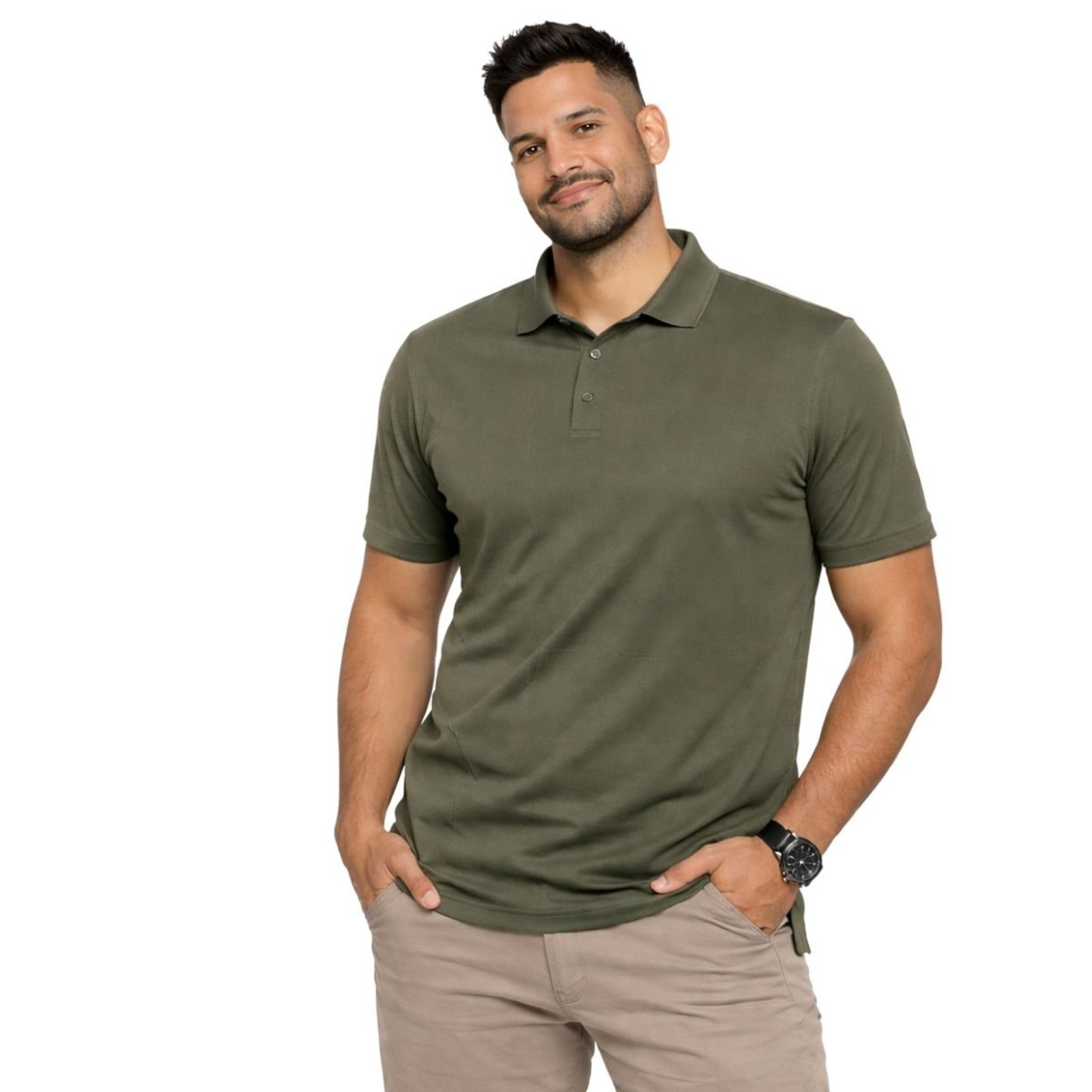Kit 3 Camisas Polo Poliamida Masculina Básica Premium Multicolorido