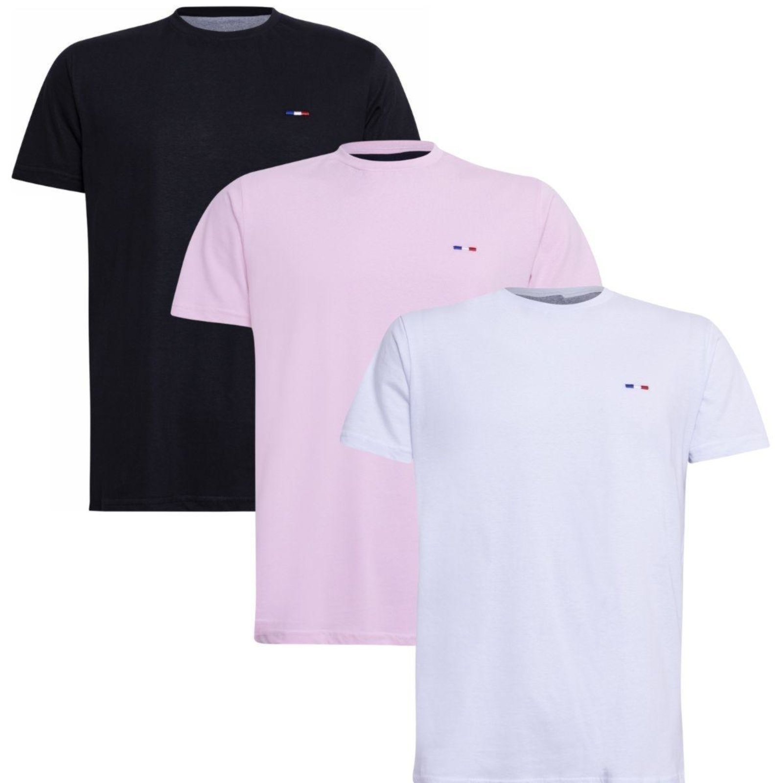 Kit 3 peças Camiseta Industrie Básica Bordada França Tommi Algodão Premium Masculina