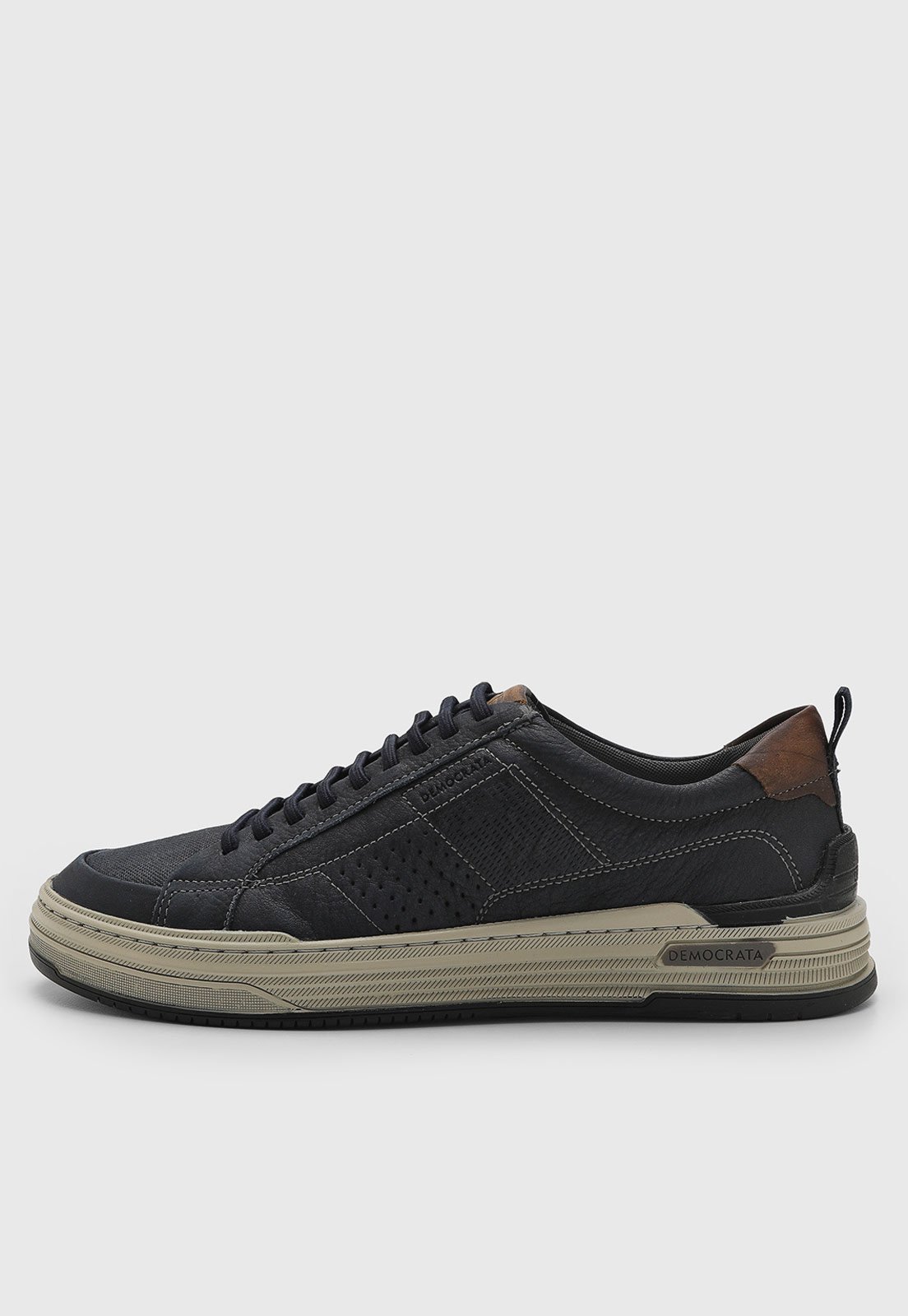 Tênis de Couro Masculino Democrata Casual Preto
