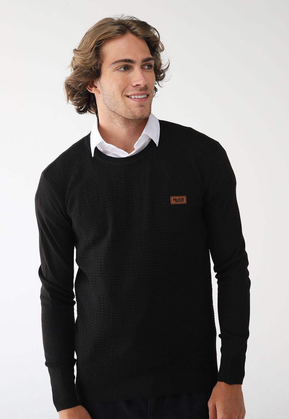 Suéter Tricot Red Nose Reto Texturizado Preto