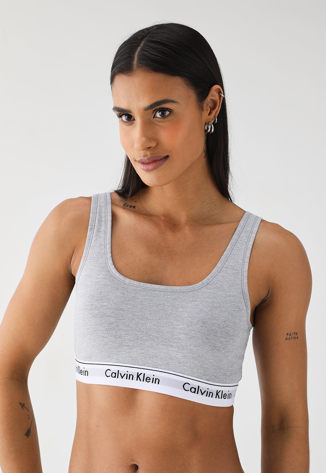 Top Calvin Klein Underwear Ajustada Regata Modern Cotton Cinza