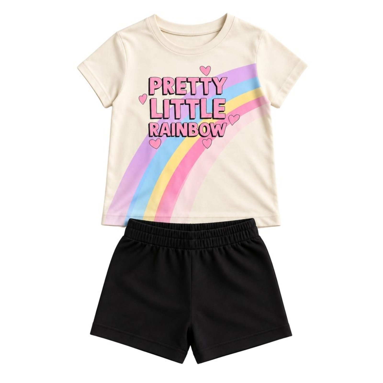 Infantil - Conjunto Menina Blusa Meia Malha Penteada Bermuda Moletinho