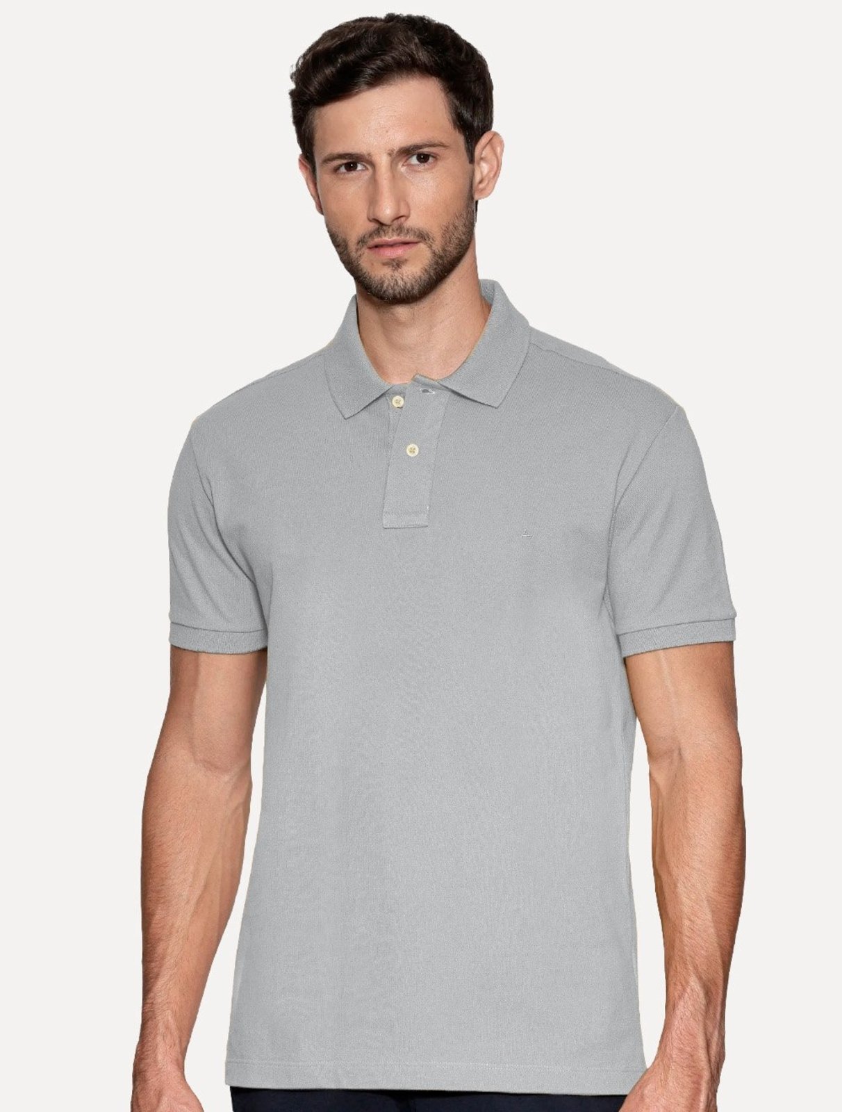 Polo Aramis Masculina Regular Basic Piquet Surton Mono Logo Chumbo