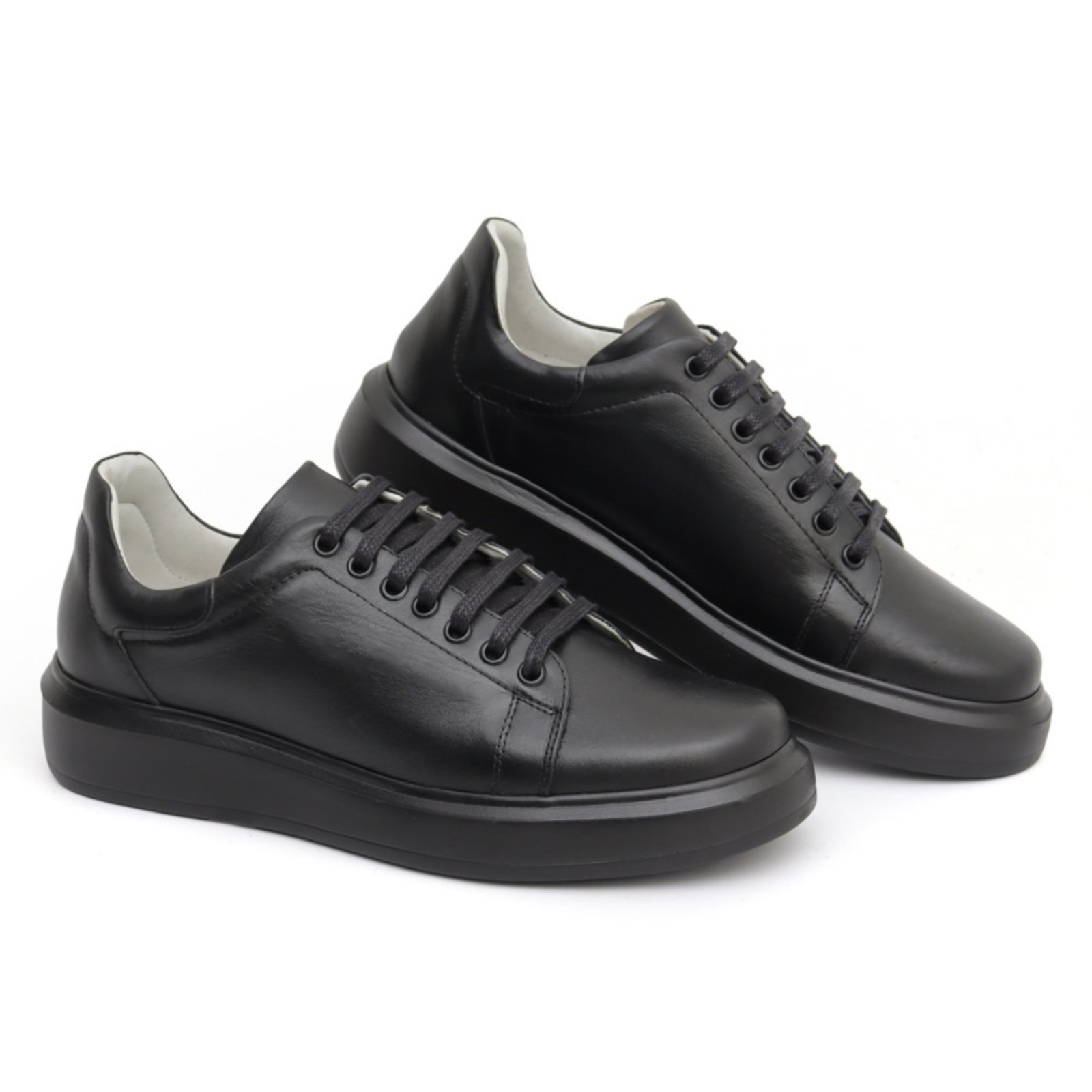 Tênis Premium Masculino Couro Nobre Confort de Luxo All black