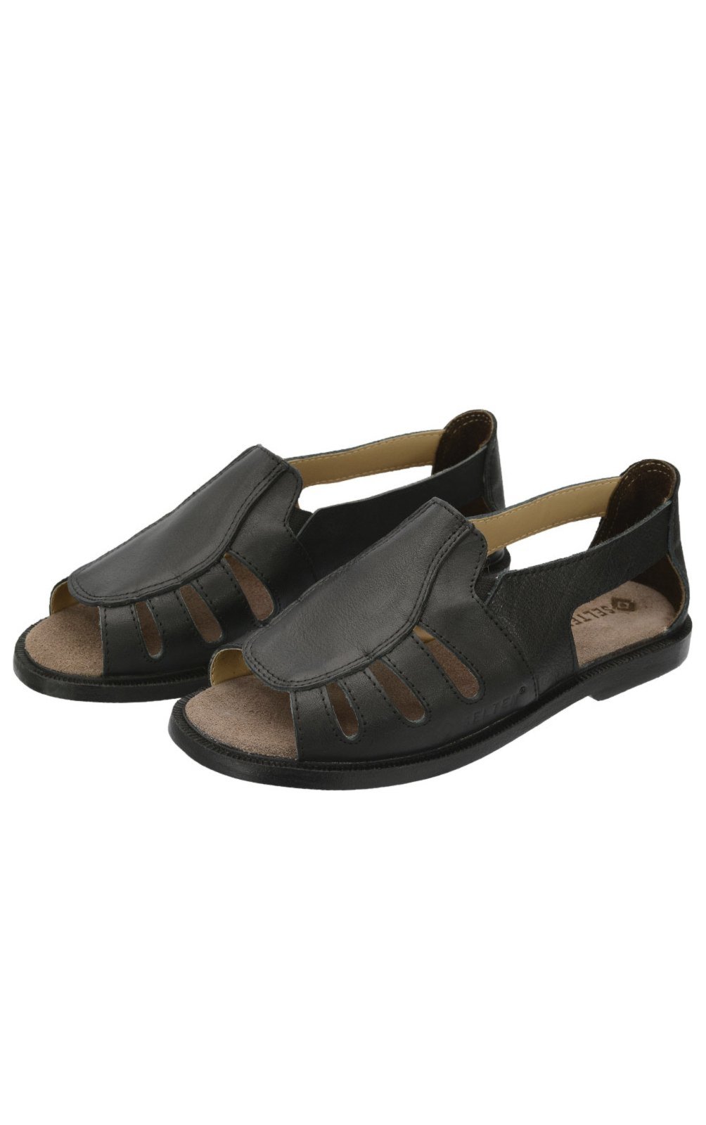 Sandalia Masculina Confort Couro Preta Selten