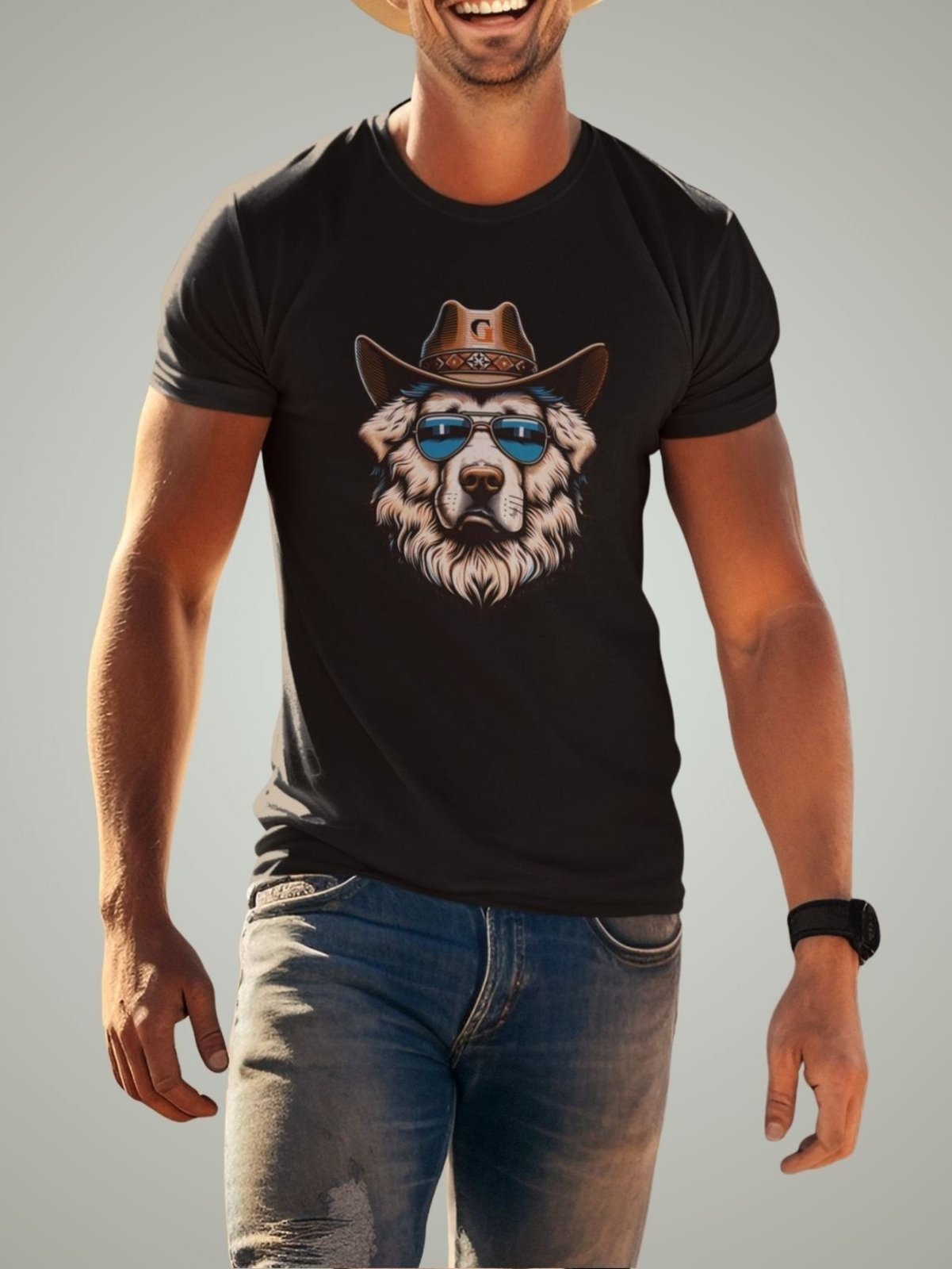 Camiseta Básica Masculina GuGi Cachorro Xerife Country Preto