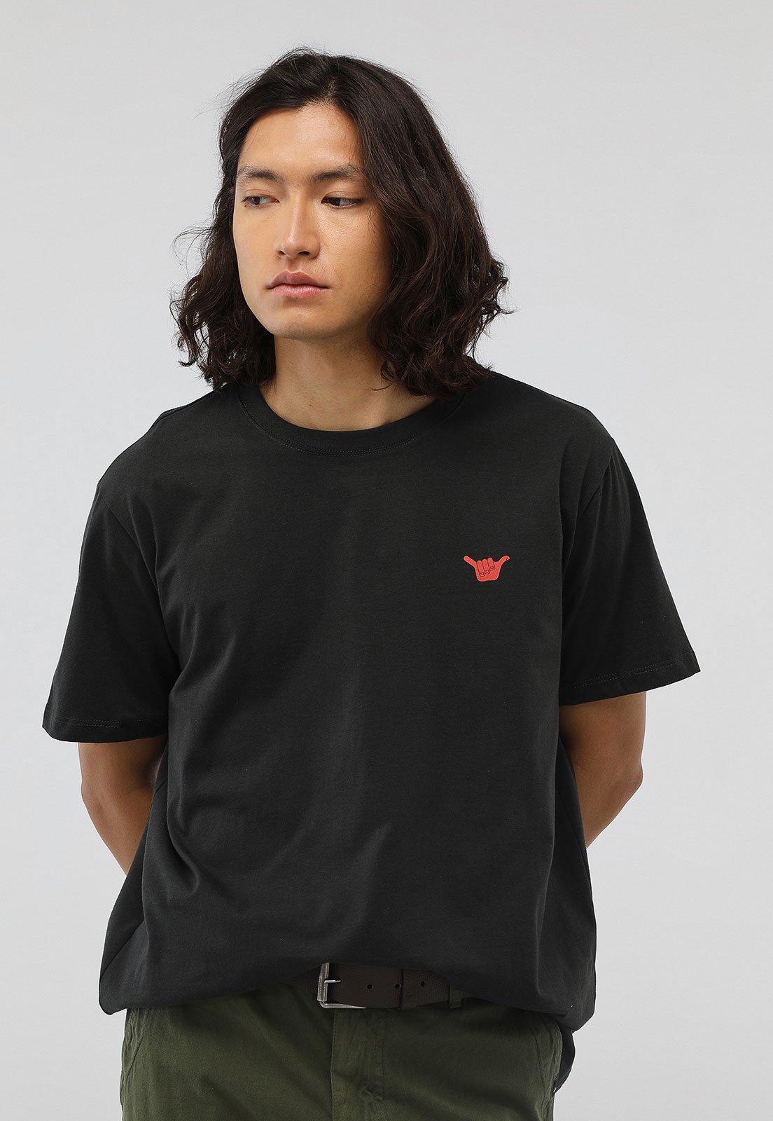 Camiseta Hang Loose Reta Clouds Preta