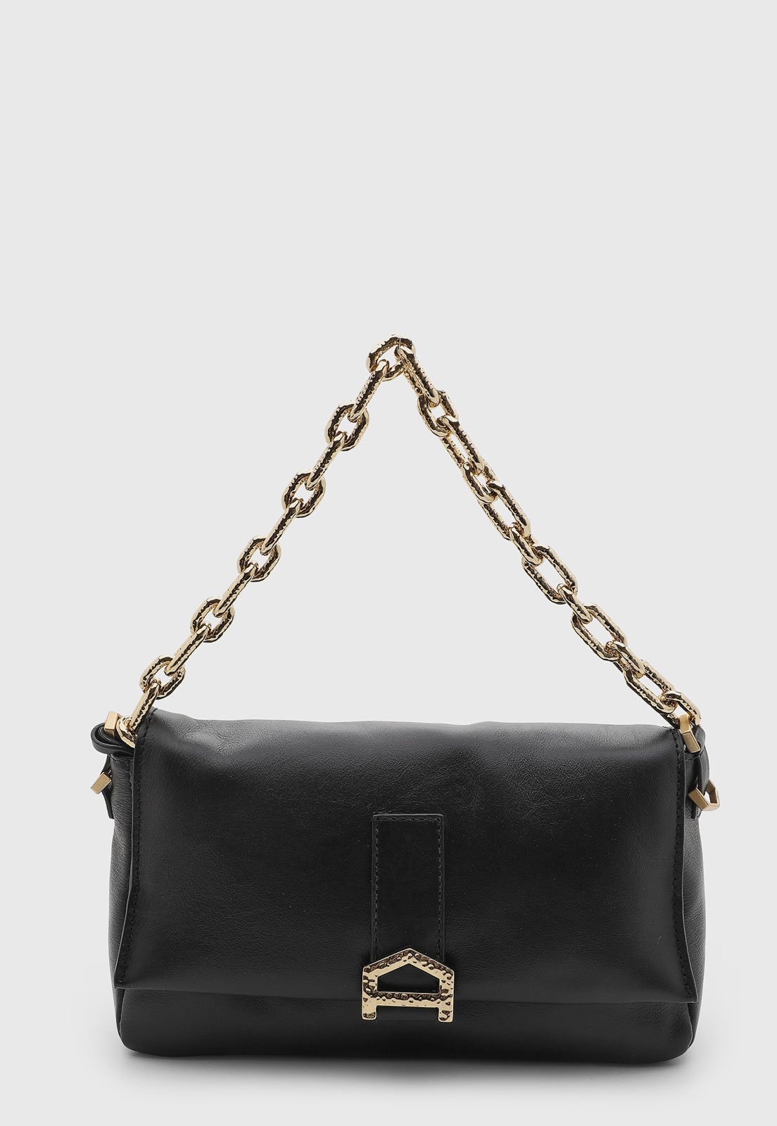 Bolsa Feminina Arezzo Alça Corrente Couro Preta