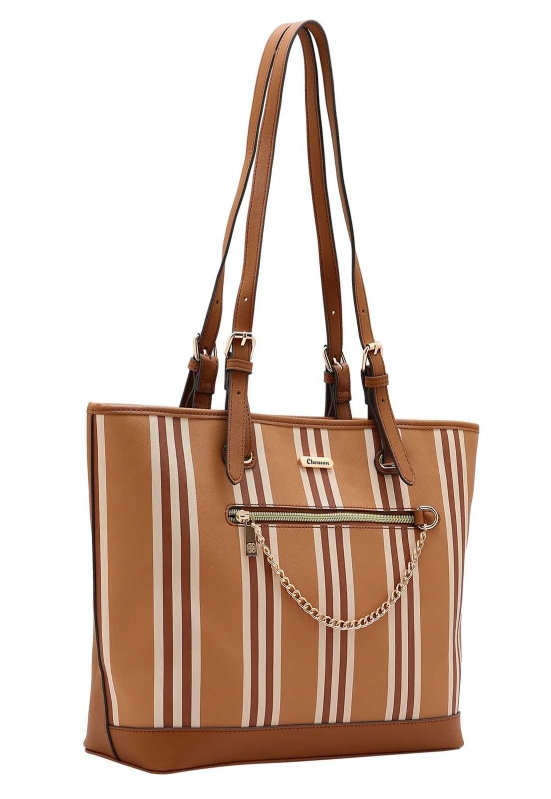 Bolsa Feminina Chenson Listras 3485272 Marrom