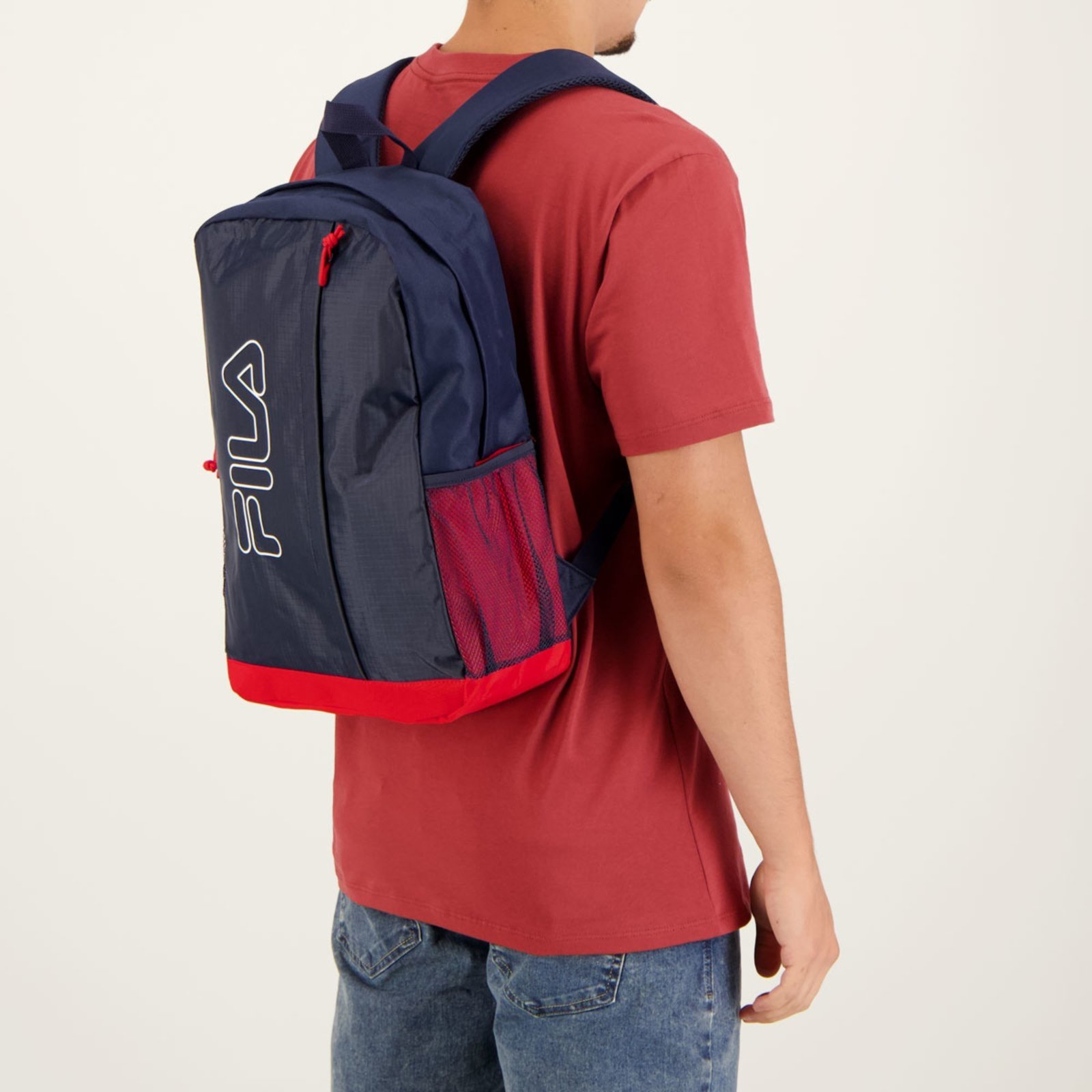 Mochila Fila Outline Azul-Marinho e Vermelha