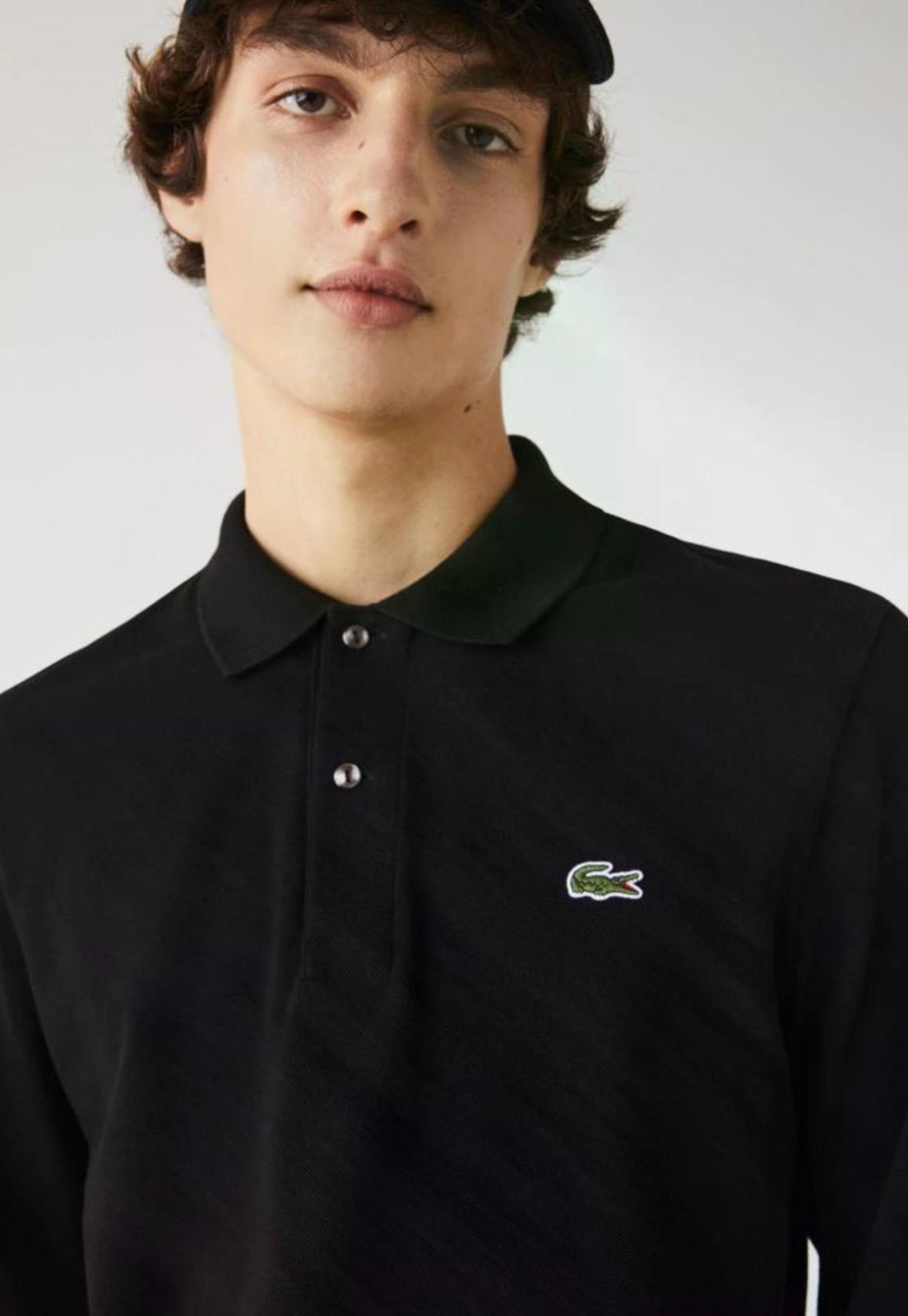 Polo Lacoste L.12.12 De Mangas Longas Preto
