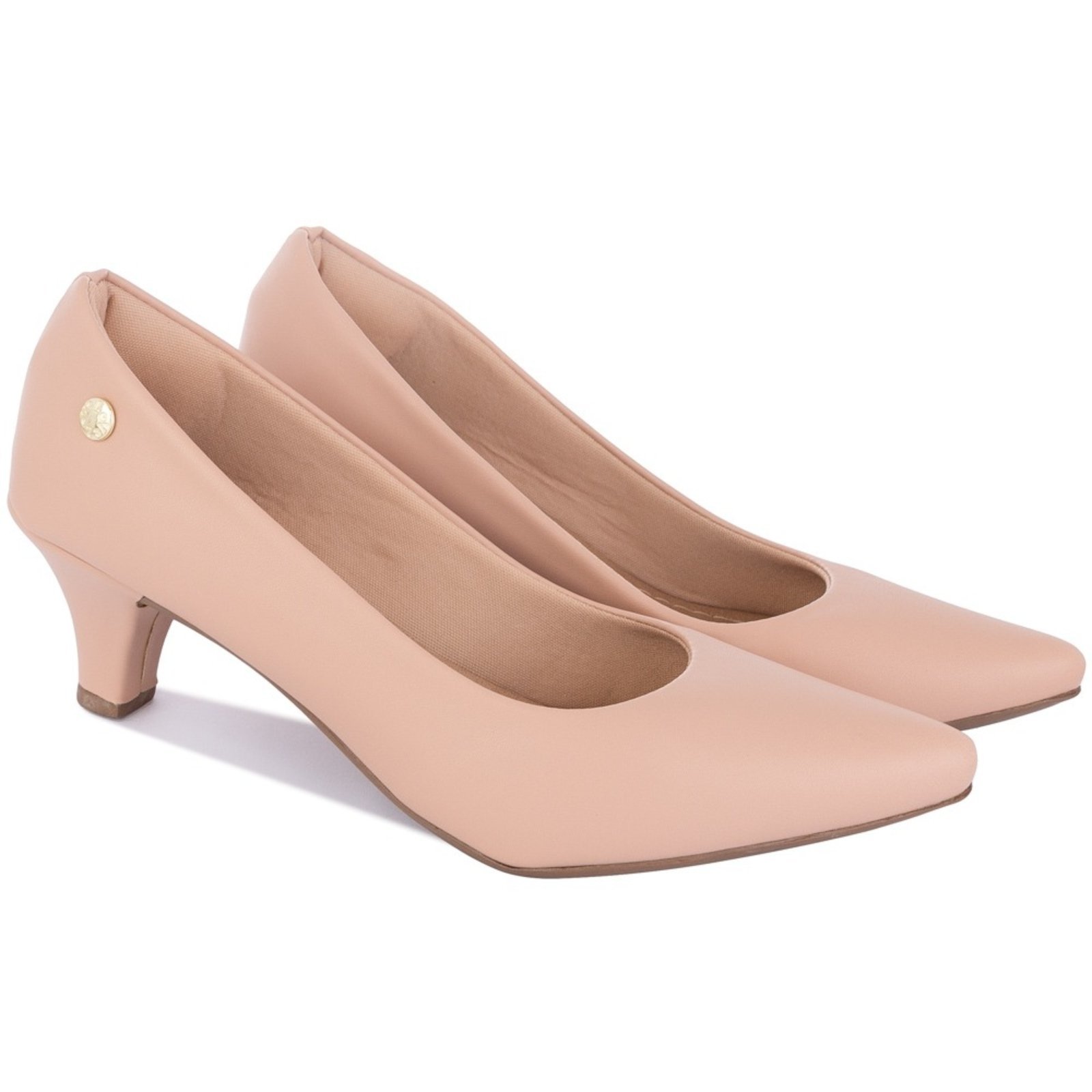 Scarpin Feminino Sapato Social Salto Baixo Bico Fino Confortável Rose