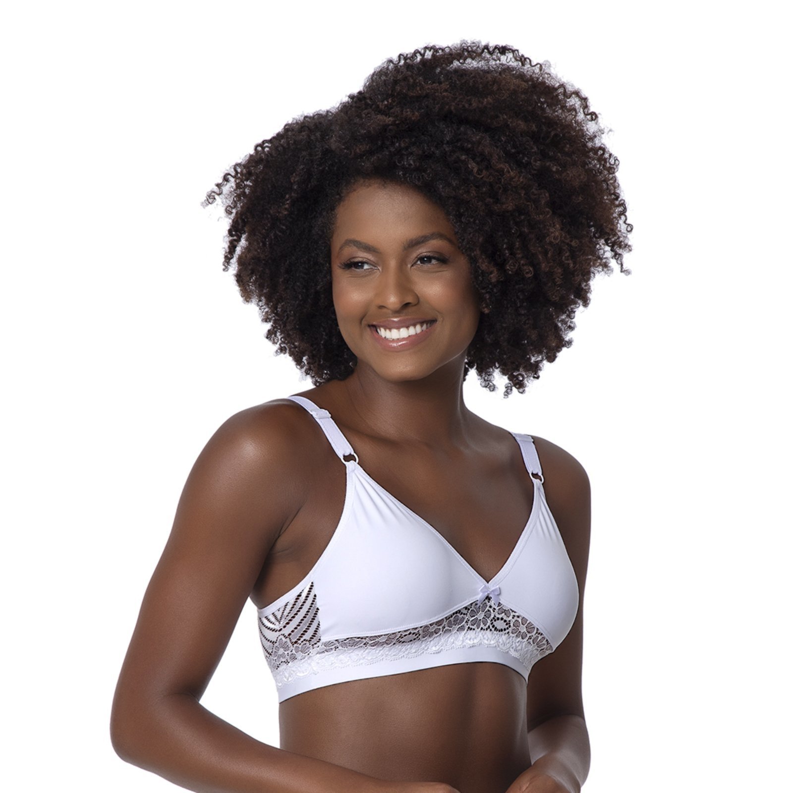 Sutiã Reforçado Gabi Lingerie Soutien Sem Bojo Microfibra Poliamida Rendado Branco