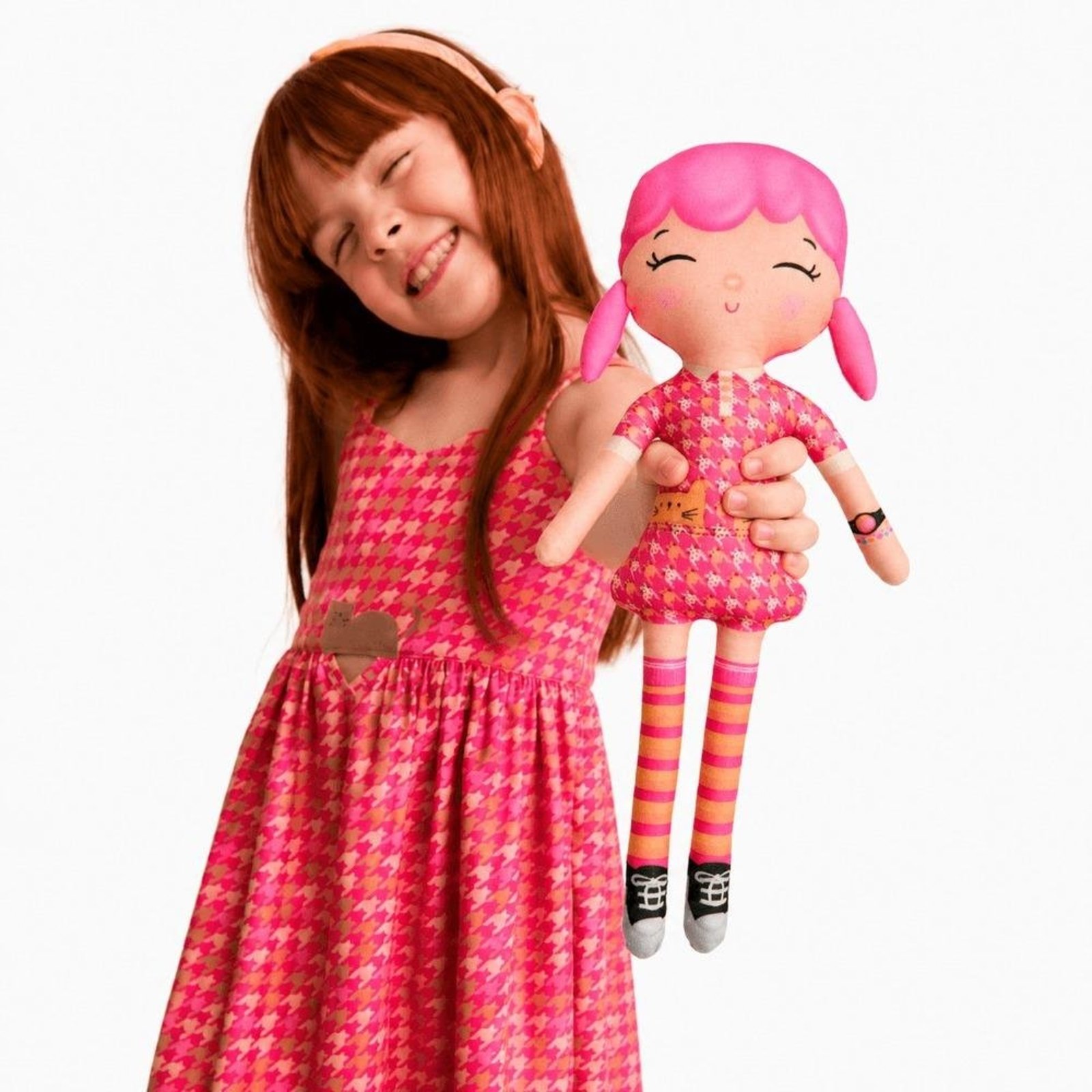 Infantil - Boneca Almofada Pied Oncinha Alphabeto Pink