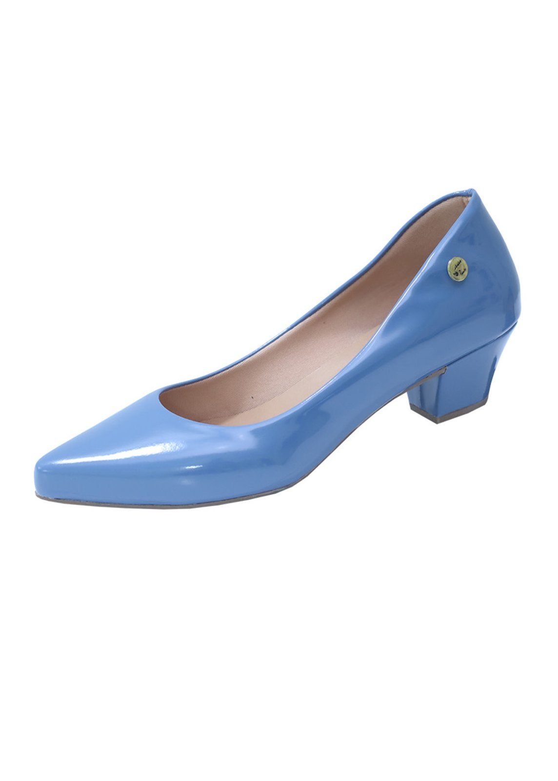 Scarpin Donna Santa Bico Fino Salto Baixo Azul
