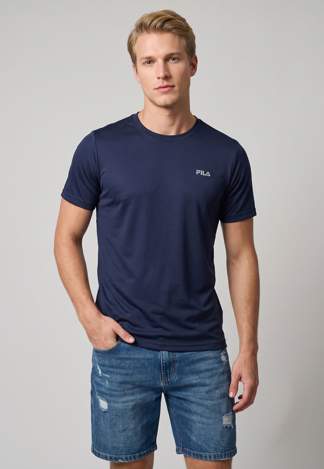 Camiseta Masculina Fila Basic Sports Ii Azul-Marinho