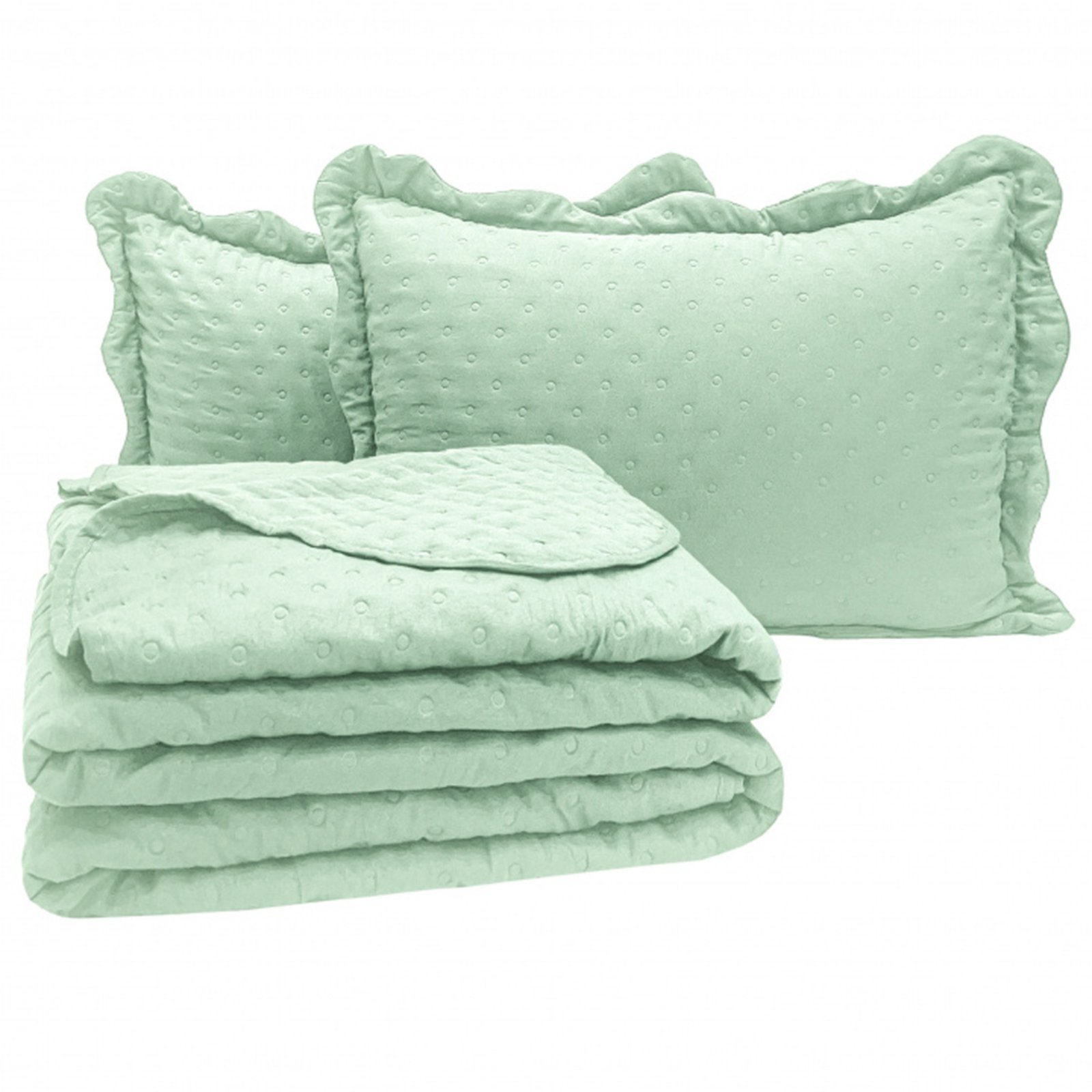 Kit Cobre Leito Colcha Casa Scarpa Perone Casal Padrão Dupla Face Toque de Pluma Micro Percal 300 Fios 3 Peças - Verde Tifany