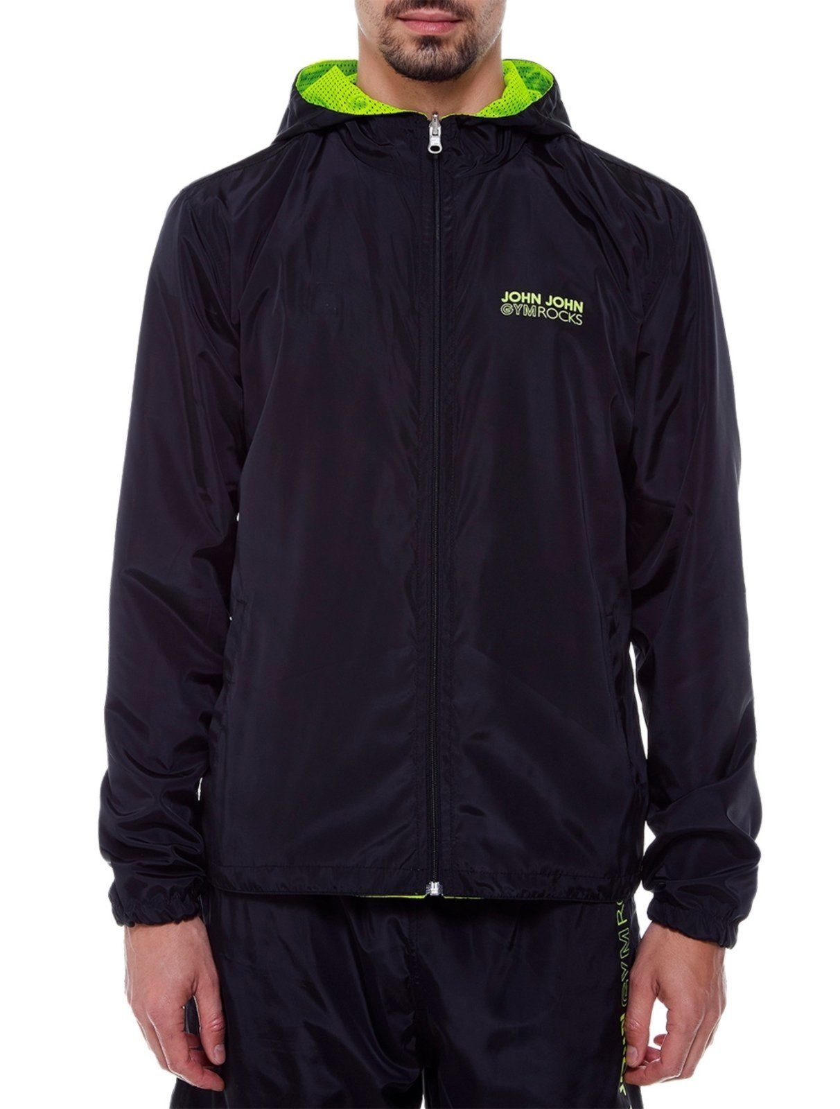 Jaqueta John John Masculina Gym Rocks Capuz Dupla Face Preta