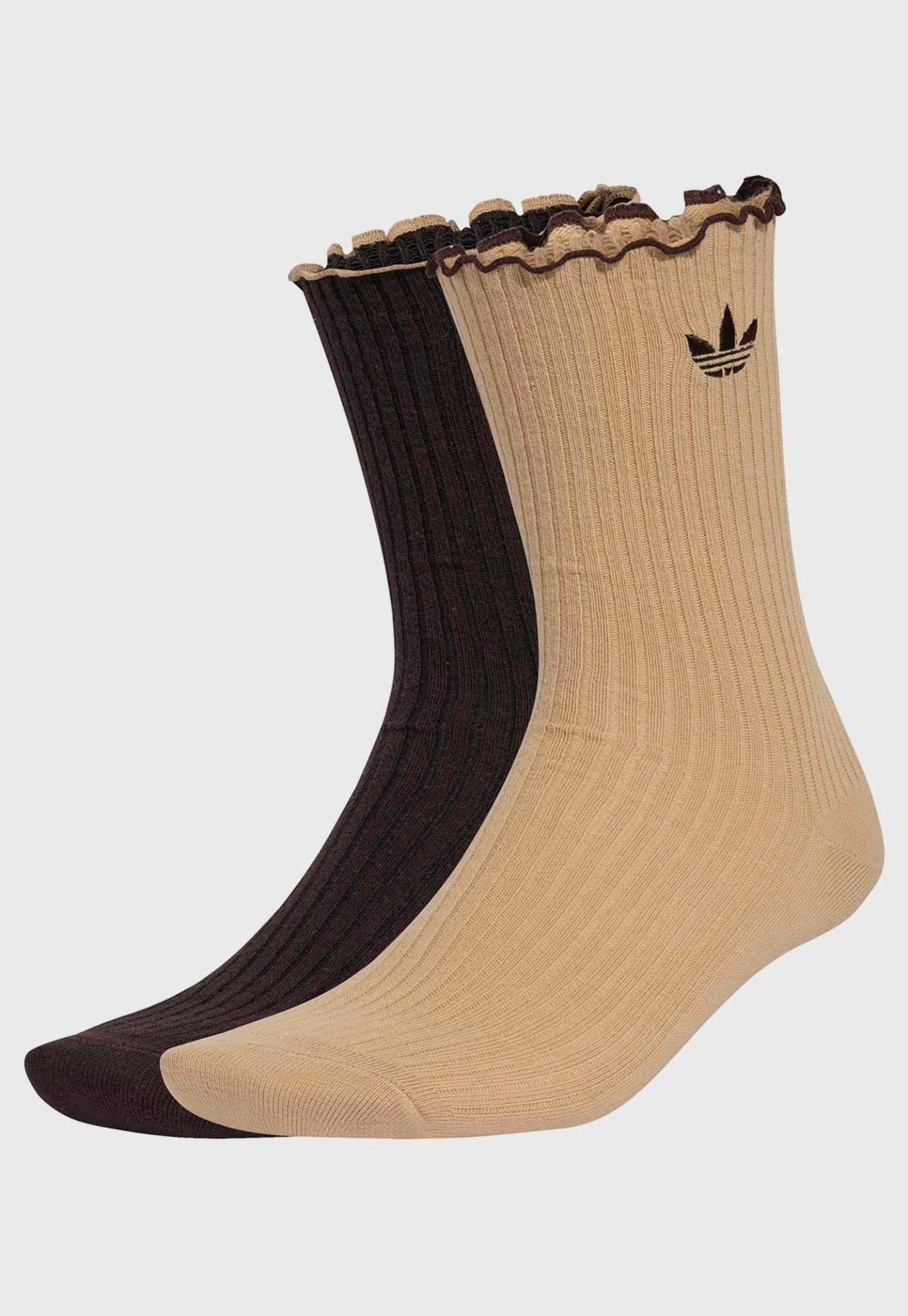 Kit 2 Meia adidas Originals Cano Médio Ruffle Marrom