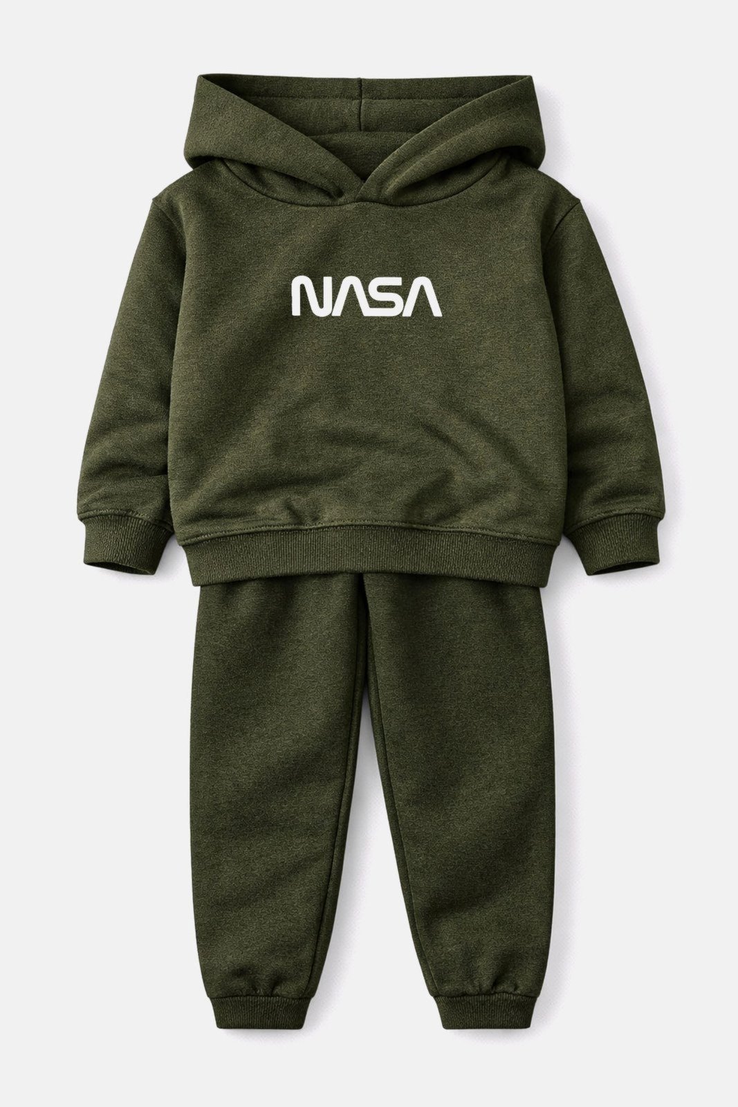 Vista 2 Infantil - Conjunto Moletom Peluciado Nasa - Verde Musgo Babei no Look verde oliva Babei no Look verde oliva