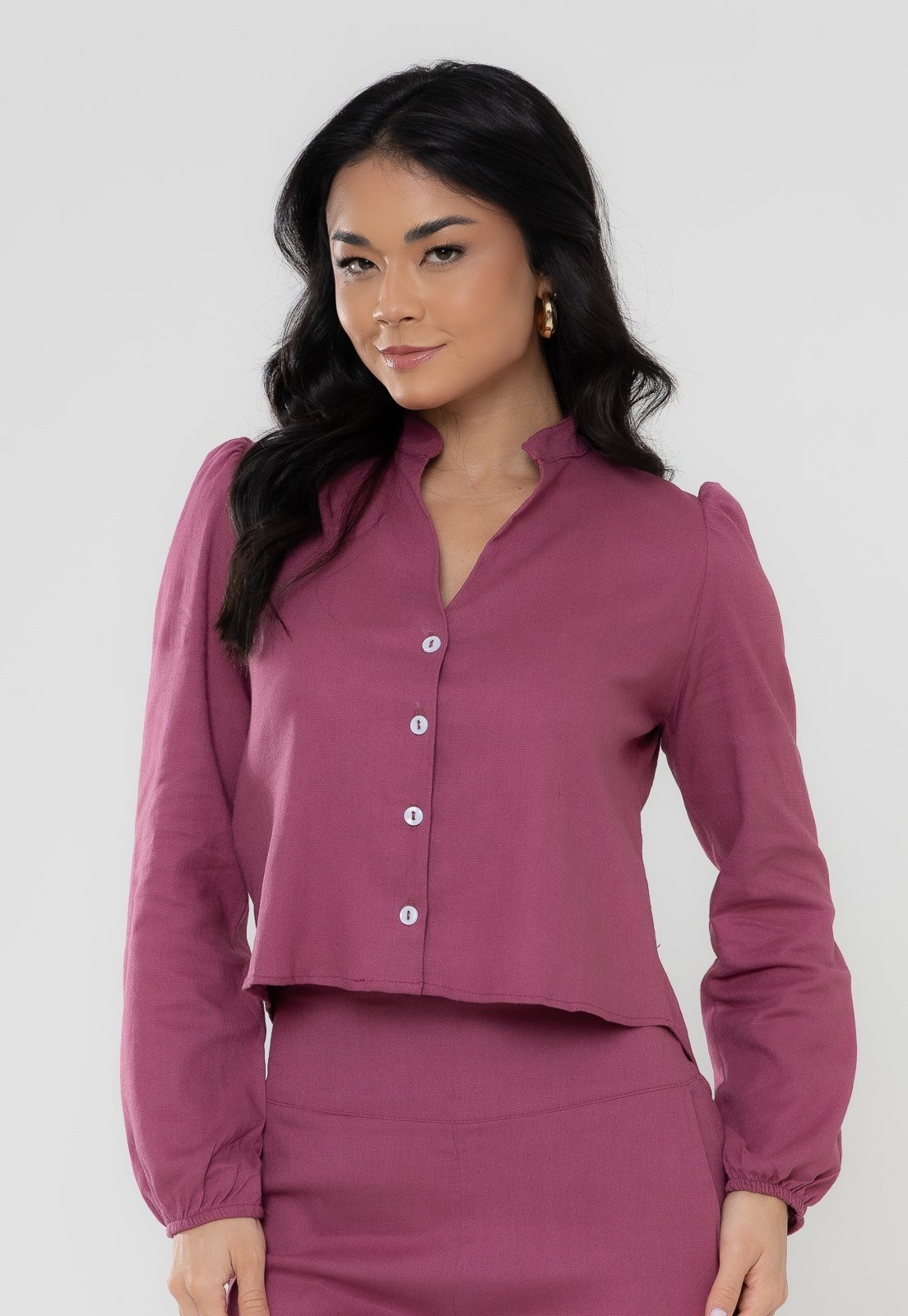 Camisa Aura Suzi Linho Rosa