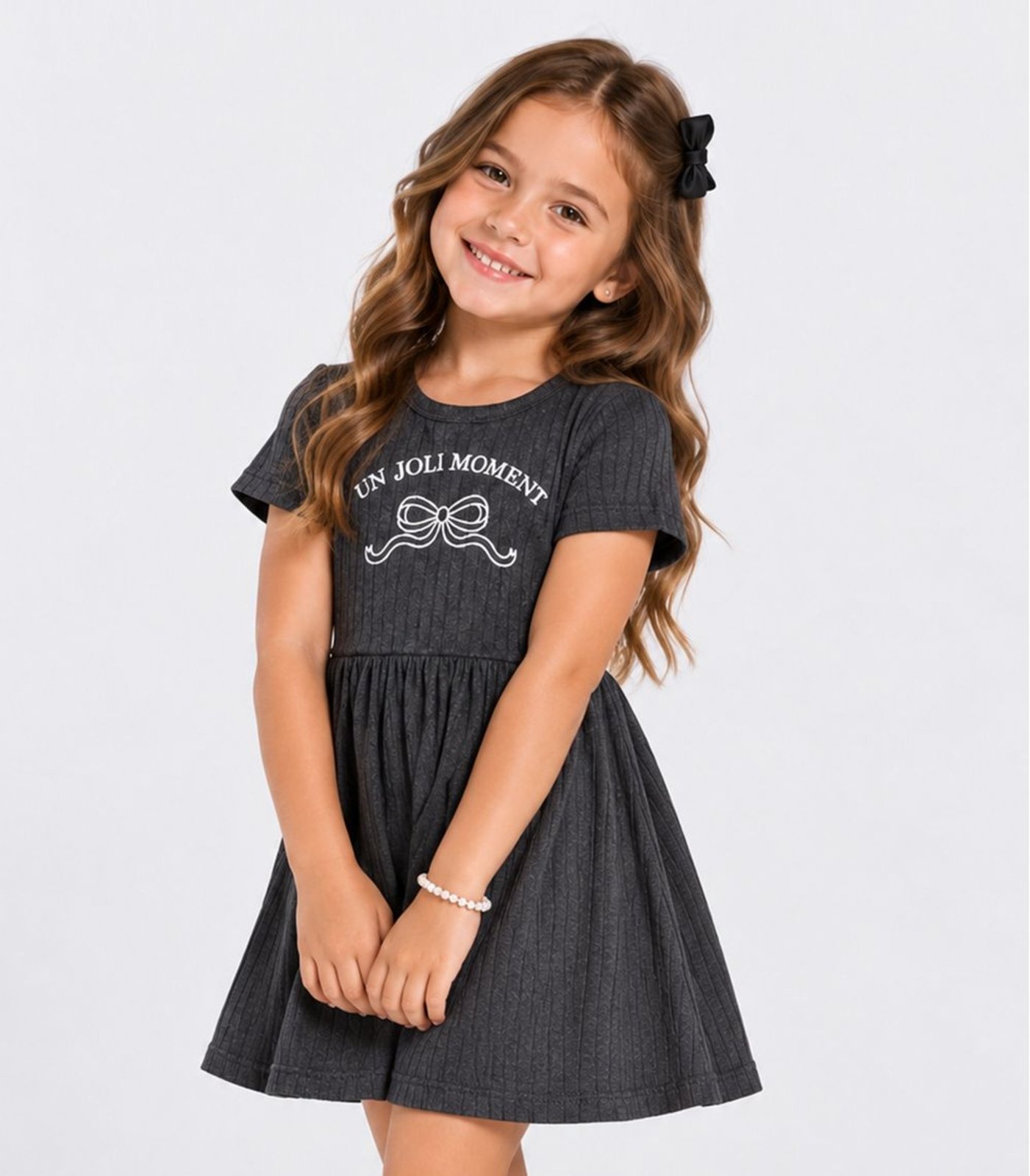 Infantil - Vestido Feminino Canelado Select Cinza
