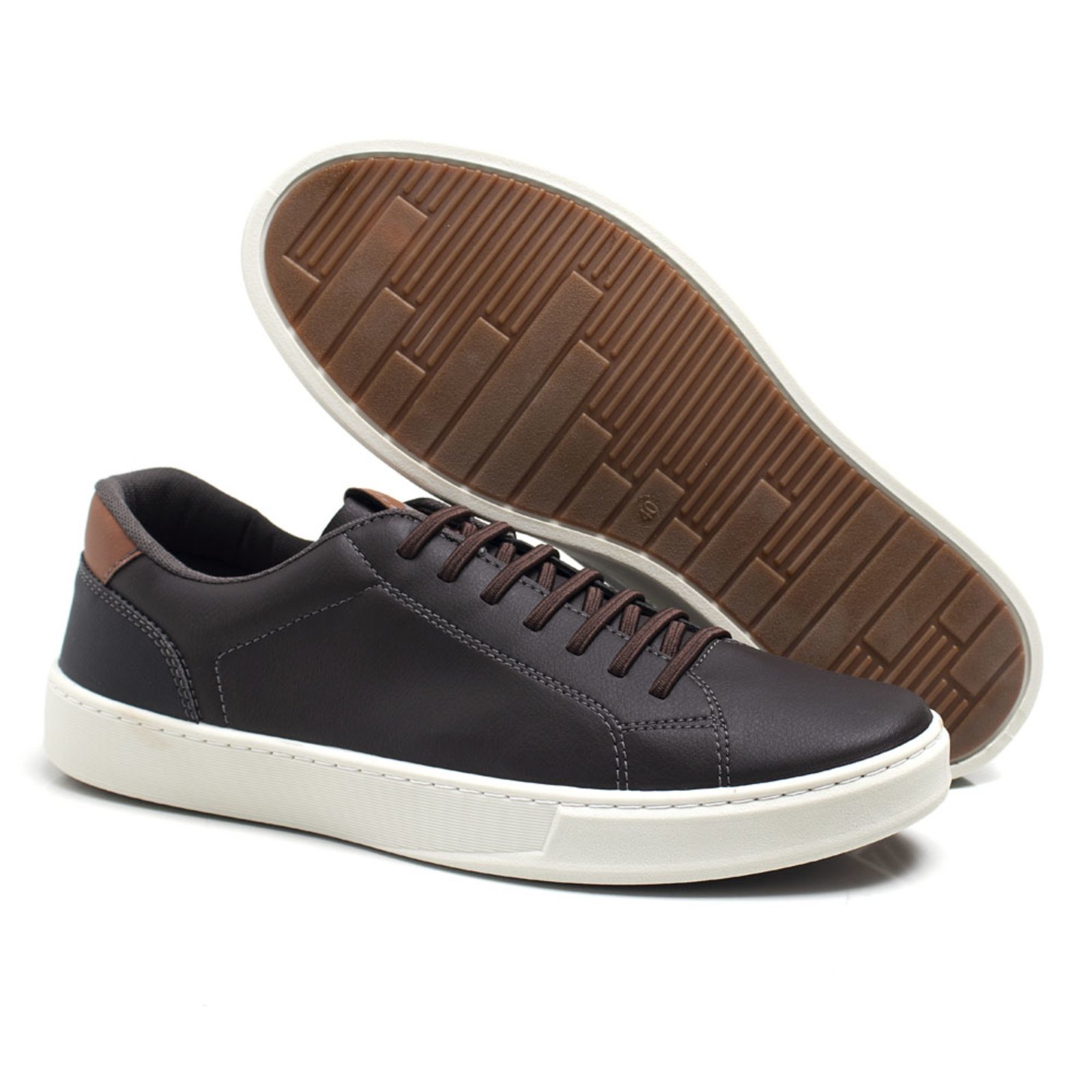 Tenis Casual Masculino Bredeni Sapatenis De Amarrar Confortavel Marrom