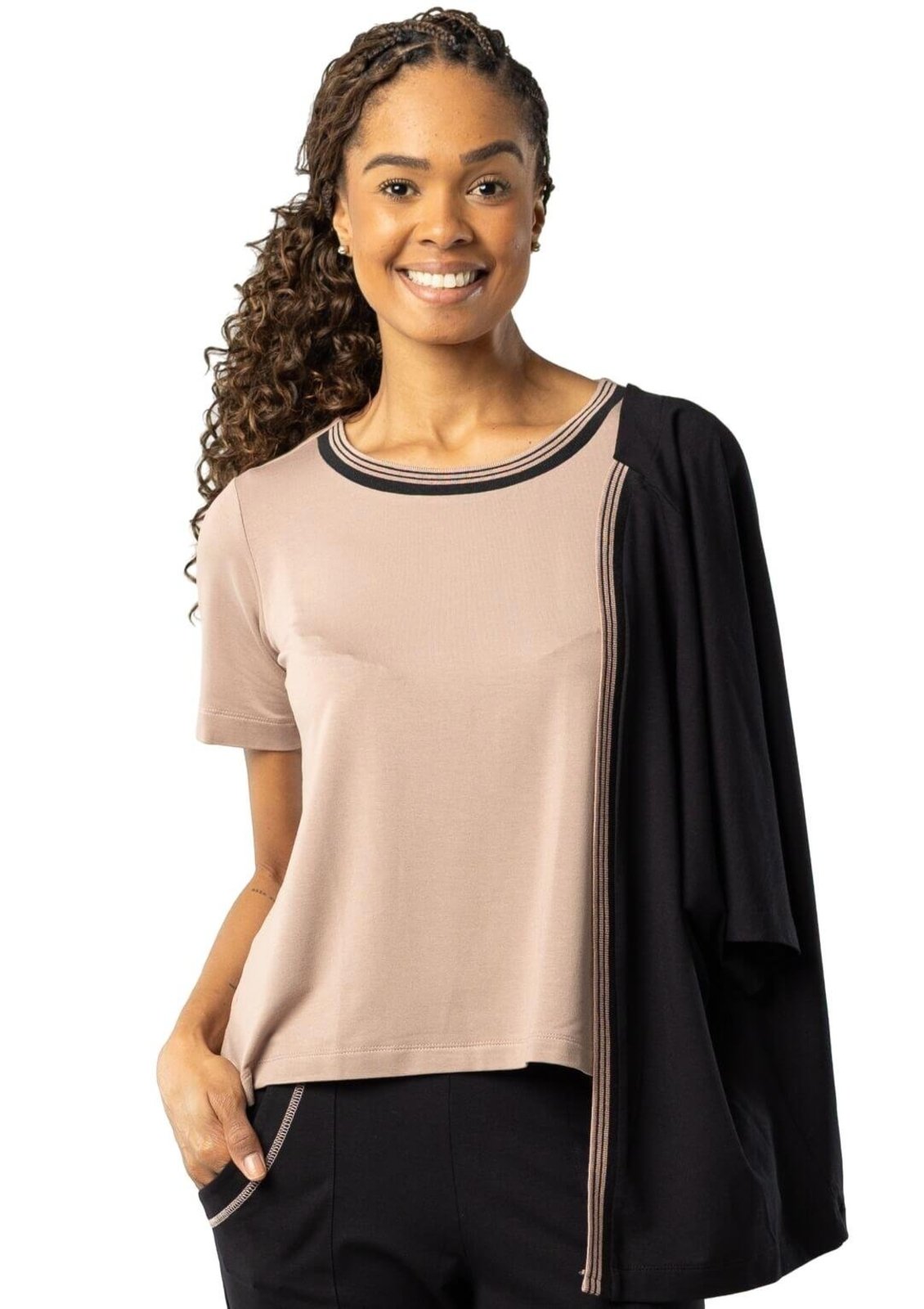 Blusa manga curta com decote retilínea | Pau a Pique Marrom