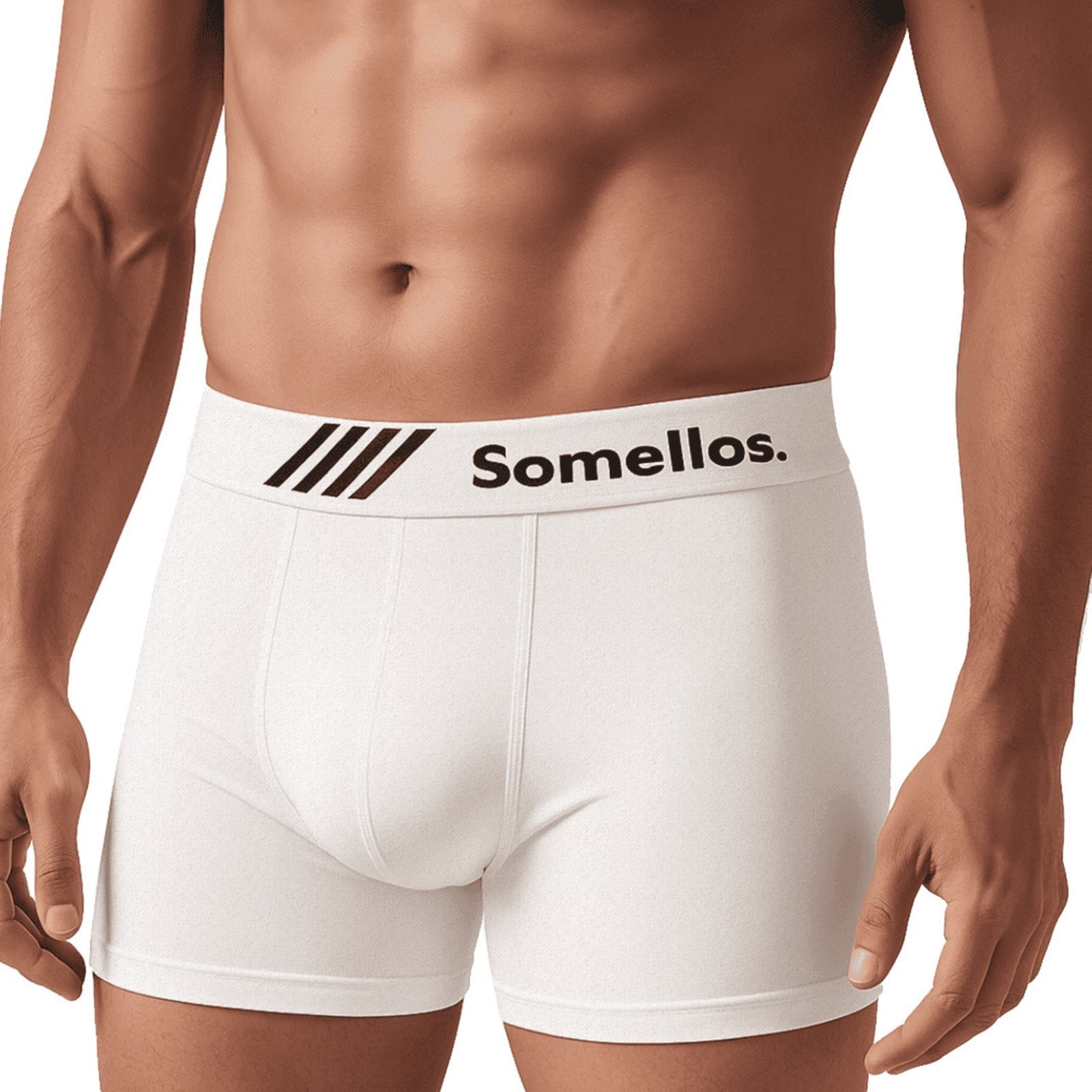 Cueca Boxer Somellos Masculina Microfibra Premium Anatómica Confortável Azul, Branca e Preta