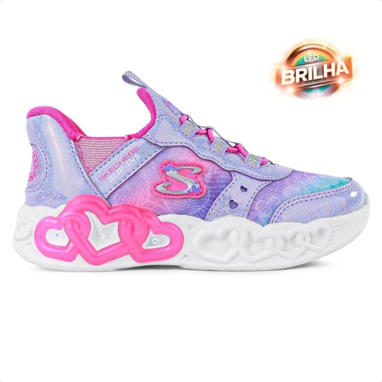 Vista 2 Infantil - Tênis Skechers Infinite Heart Lights Etern rosa Skechers rosa