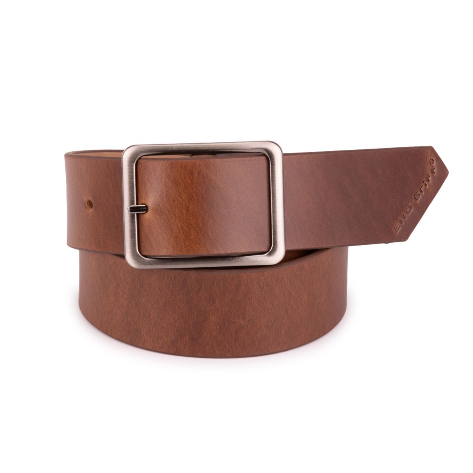 Cinto Ello Griff Esporte Fino 100% Couro 4cm Fivela Escovada Ello Griff Marrom