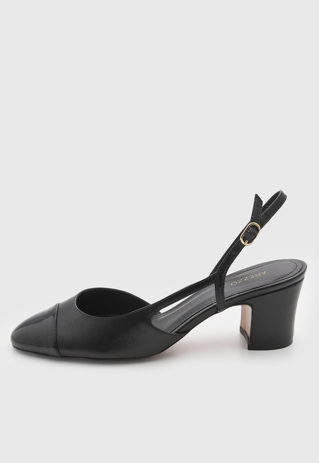 Scarpin Feminino Arezzo Couro Salto Médio Preto