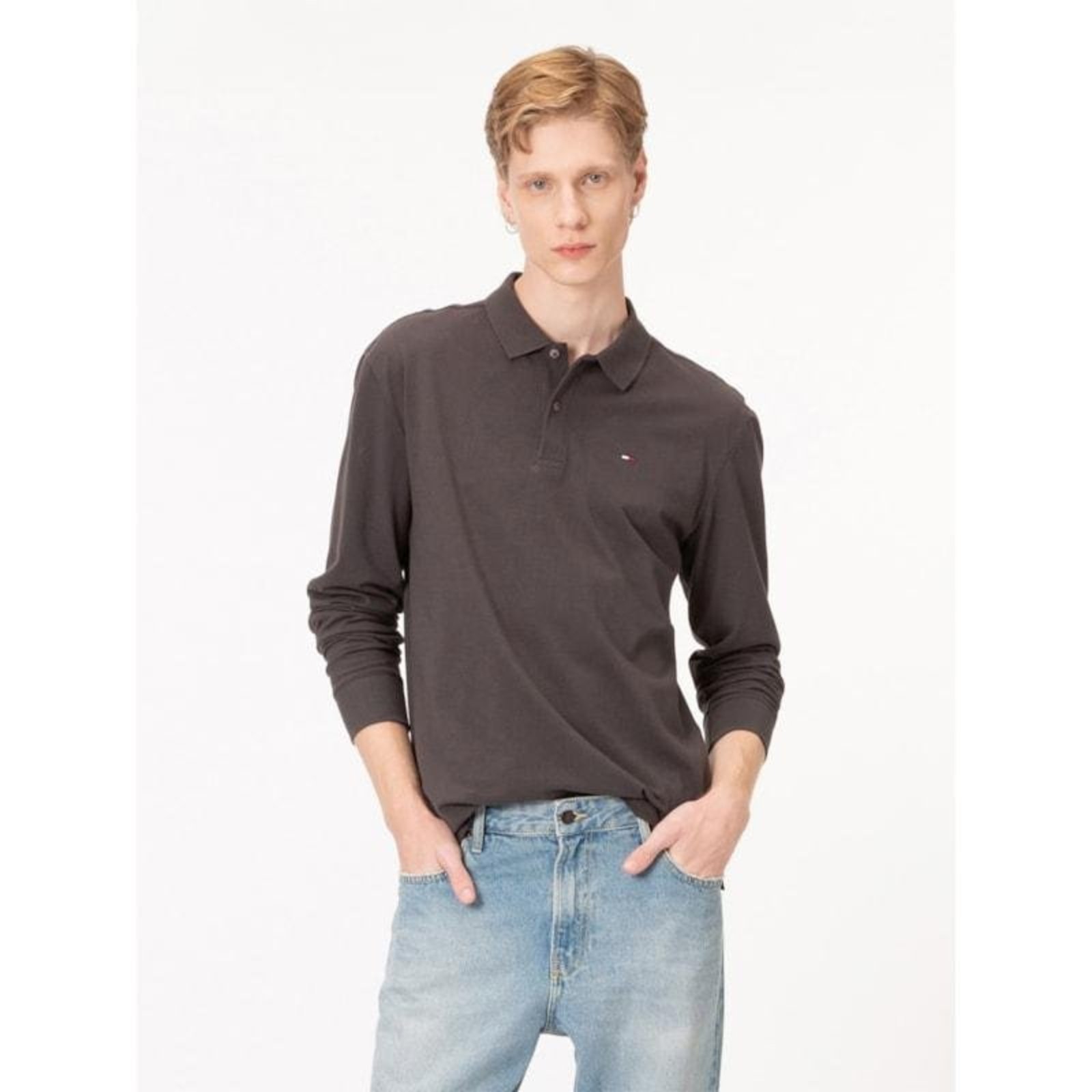 Polo Manga Longa Tommy Jeans Preto
