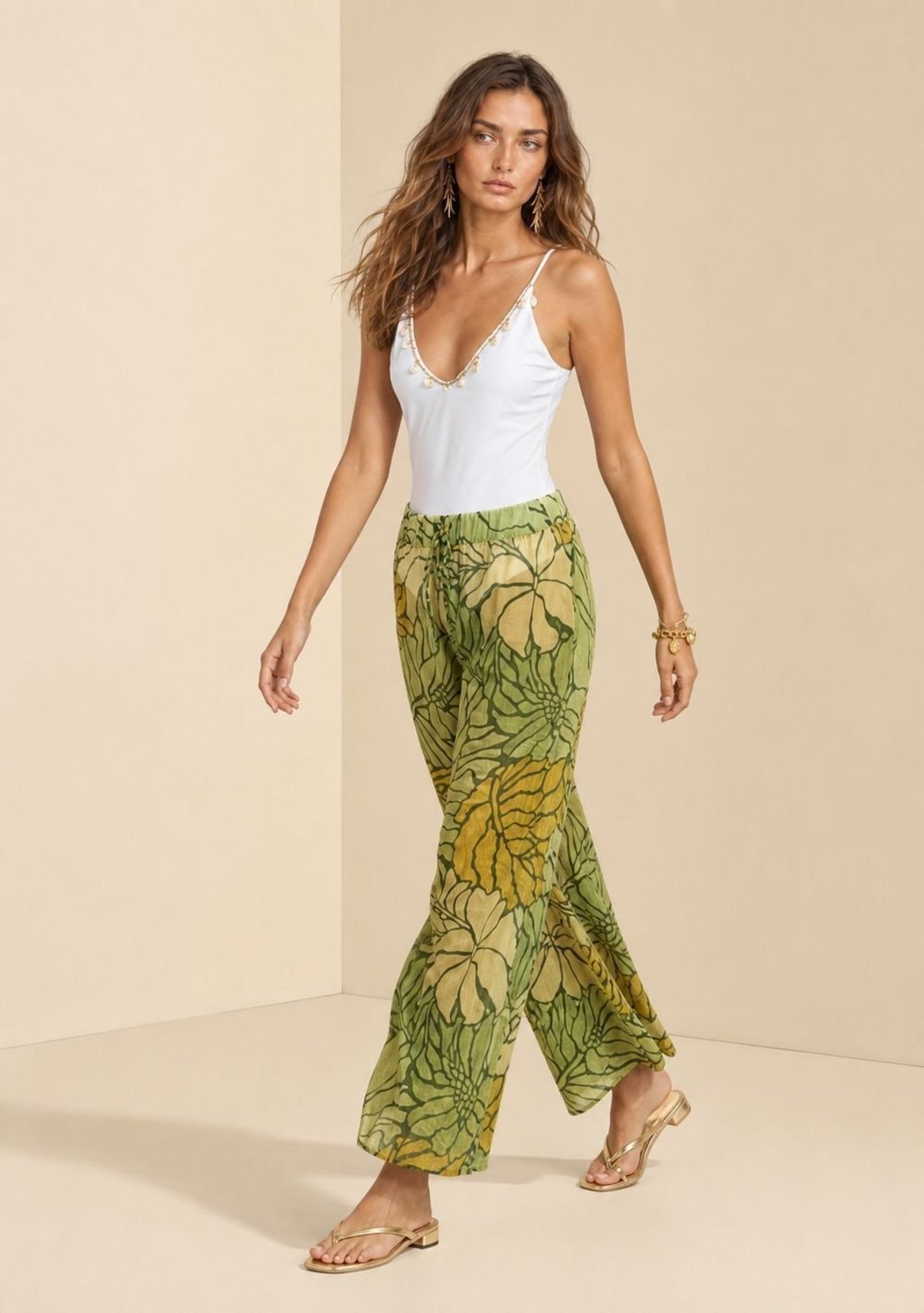Calça Morena Rosa Wide Média - Verde