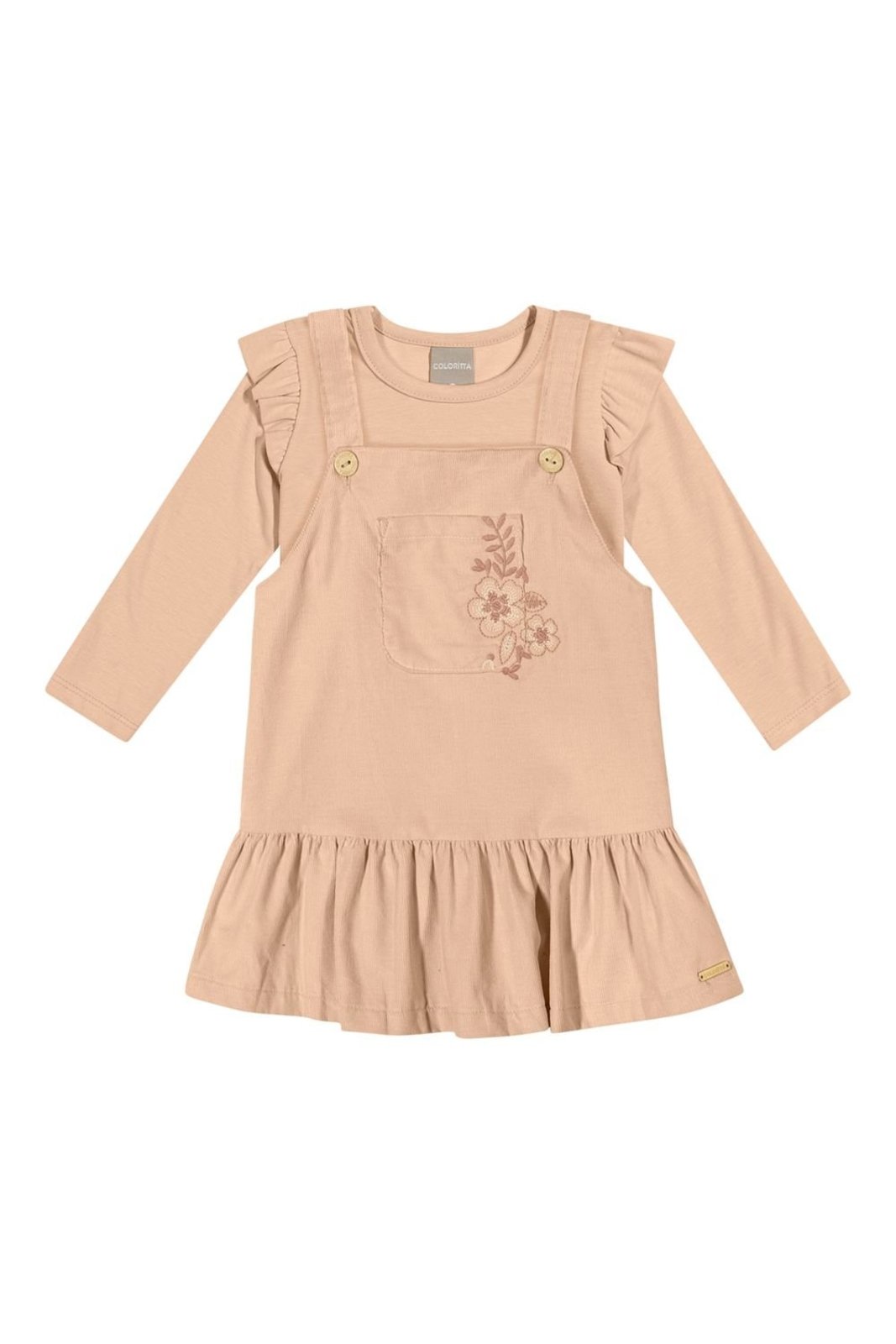 Infantil - Conjunto Menina Vestido Floral Colorittá Bege