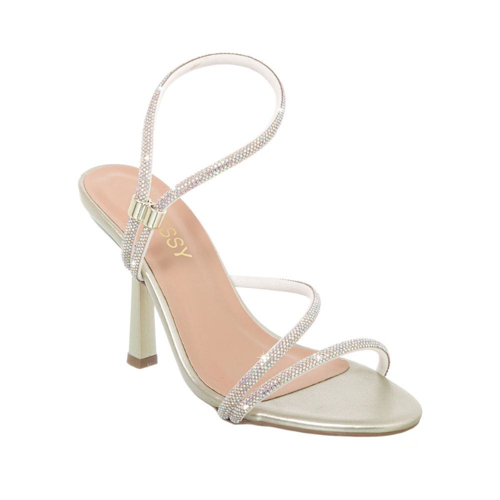 Sandália Feminina Strass Salto Alto Fino Elegante Festa Moda Dourado Ouro