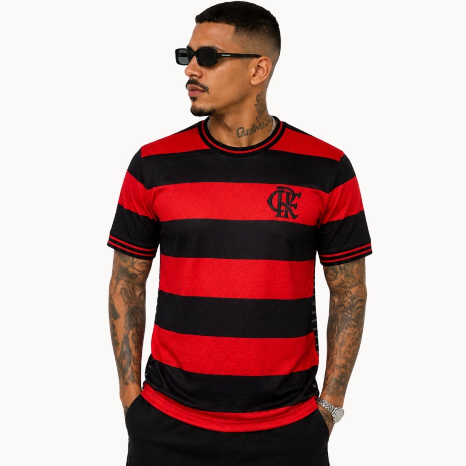 Camiseta Flamengo Listrada Jacquard Masculina Vermelho